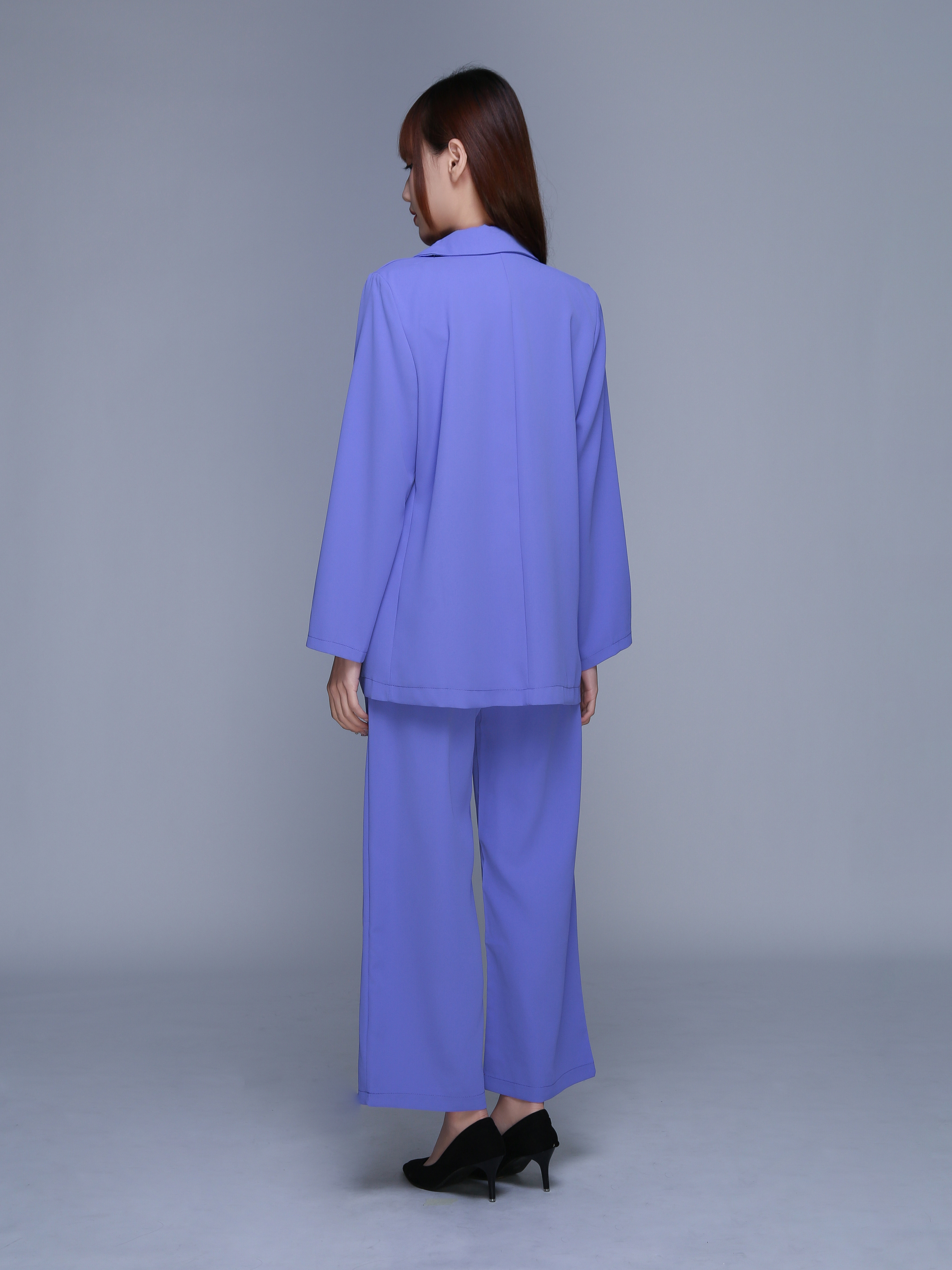 Long Sleeve Front Button Decorative Belt With Long Pant Set 22719