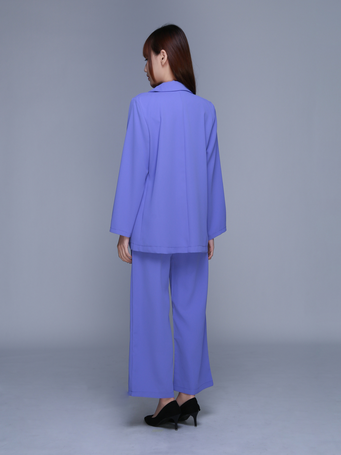 Long Sleeve Front Button Decorative Belt With Long Pant Set 22719