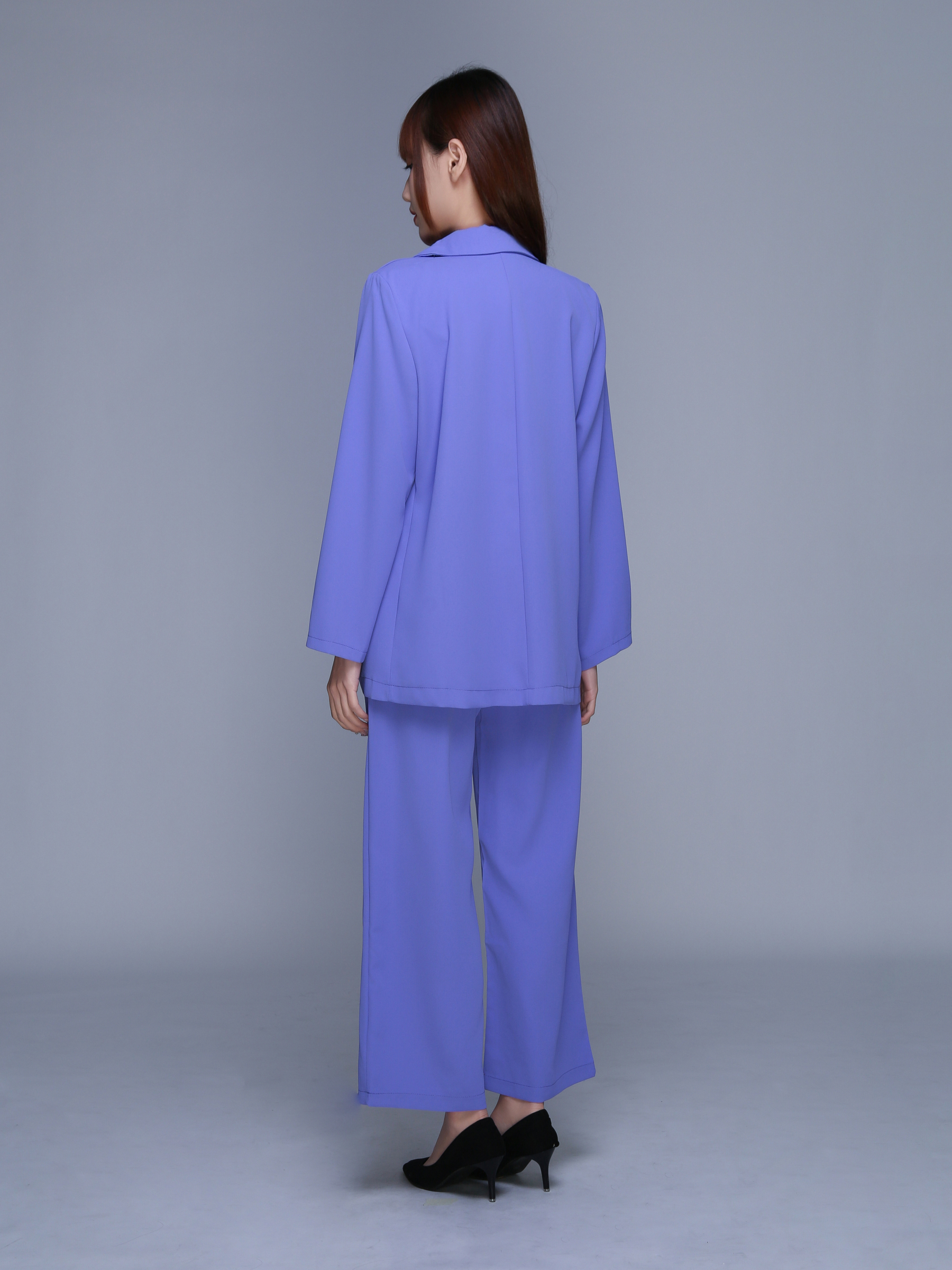 Long Sleeve Front Button Decorative Belt With Long Pant Set 22719