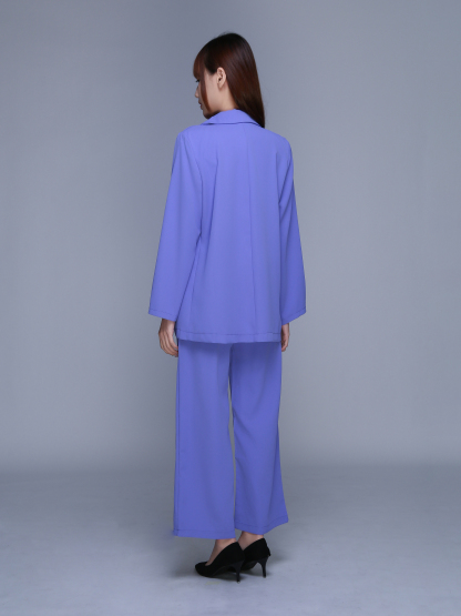 Long Sleeve Front Button Decorative Belt With Long Pant Set 22719