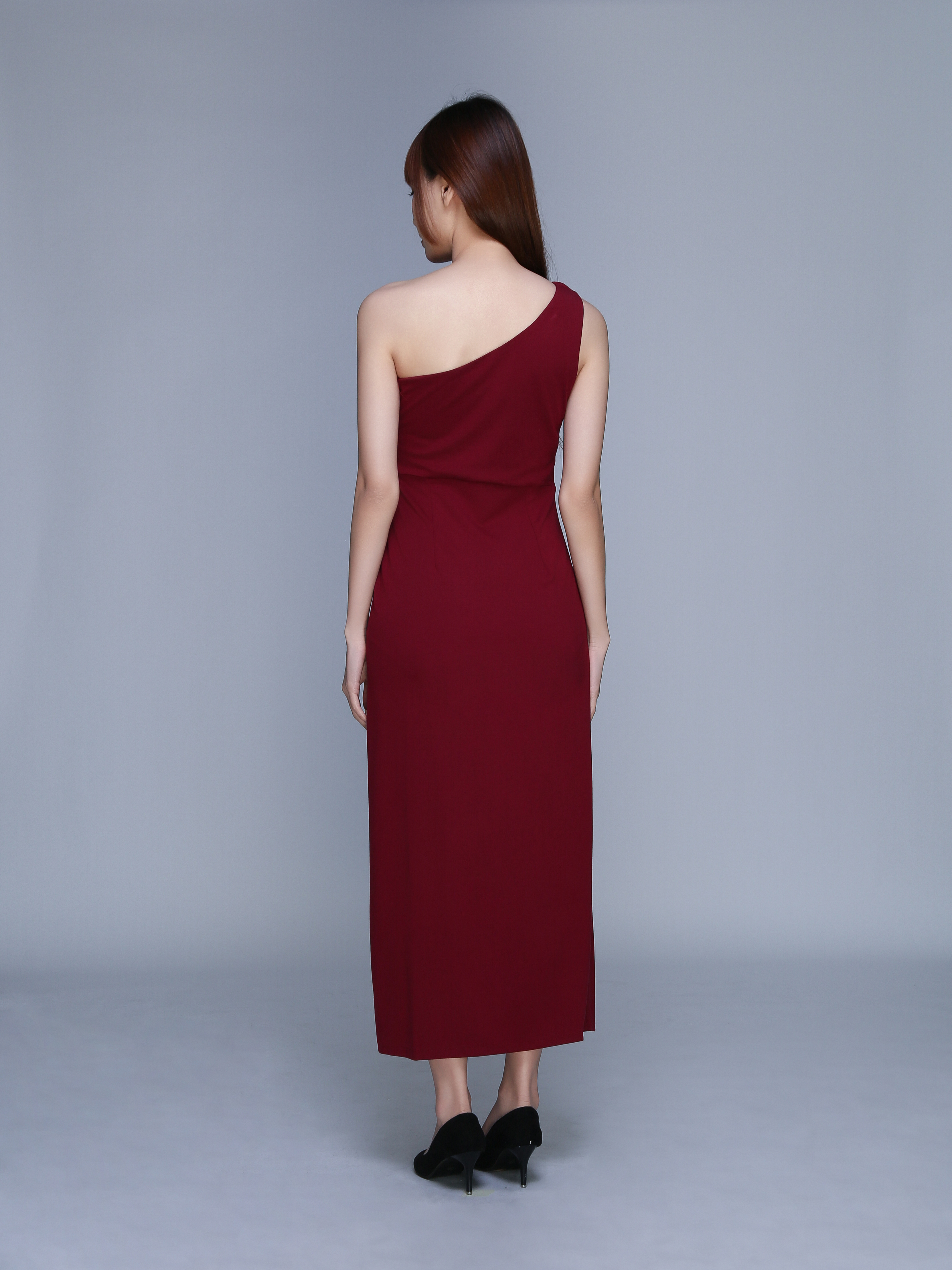 Side Zip Split One Shoulder Dress 22731