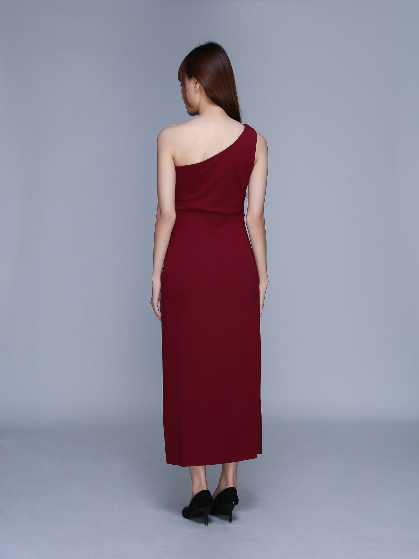 Side Zip Split One Shoulder Dress 22731
