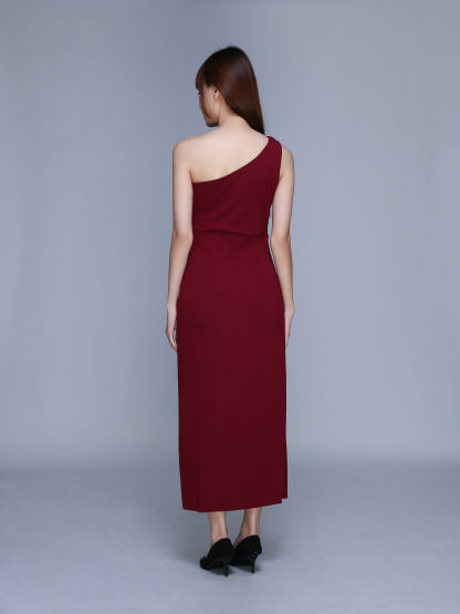 Side Zip Split One Shoulder Dress 22731