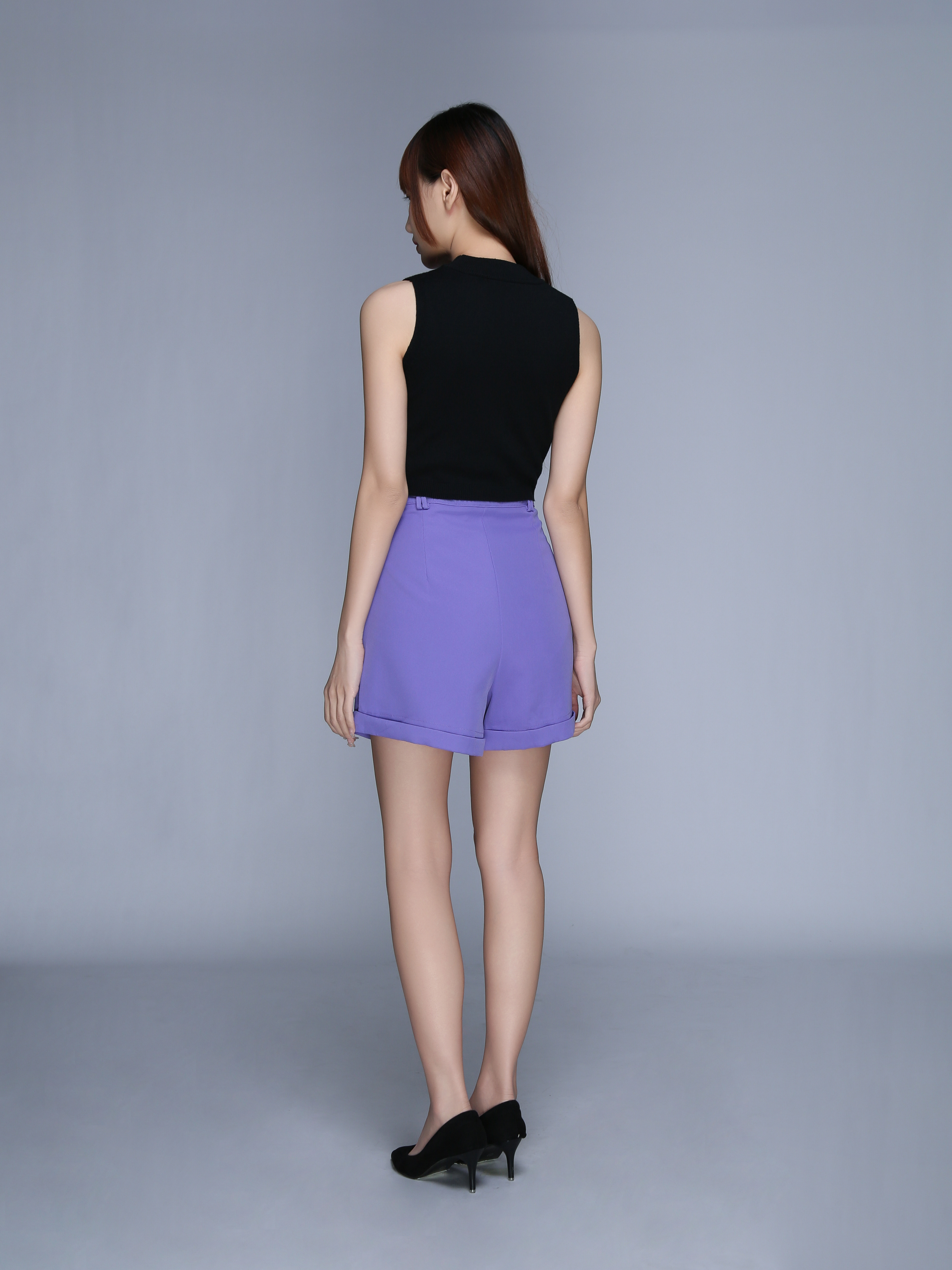 Front Flower Button And Pocket Short Pant 22736