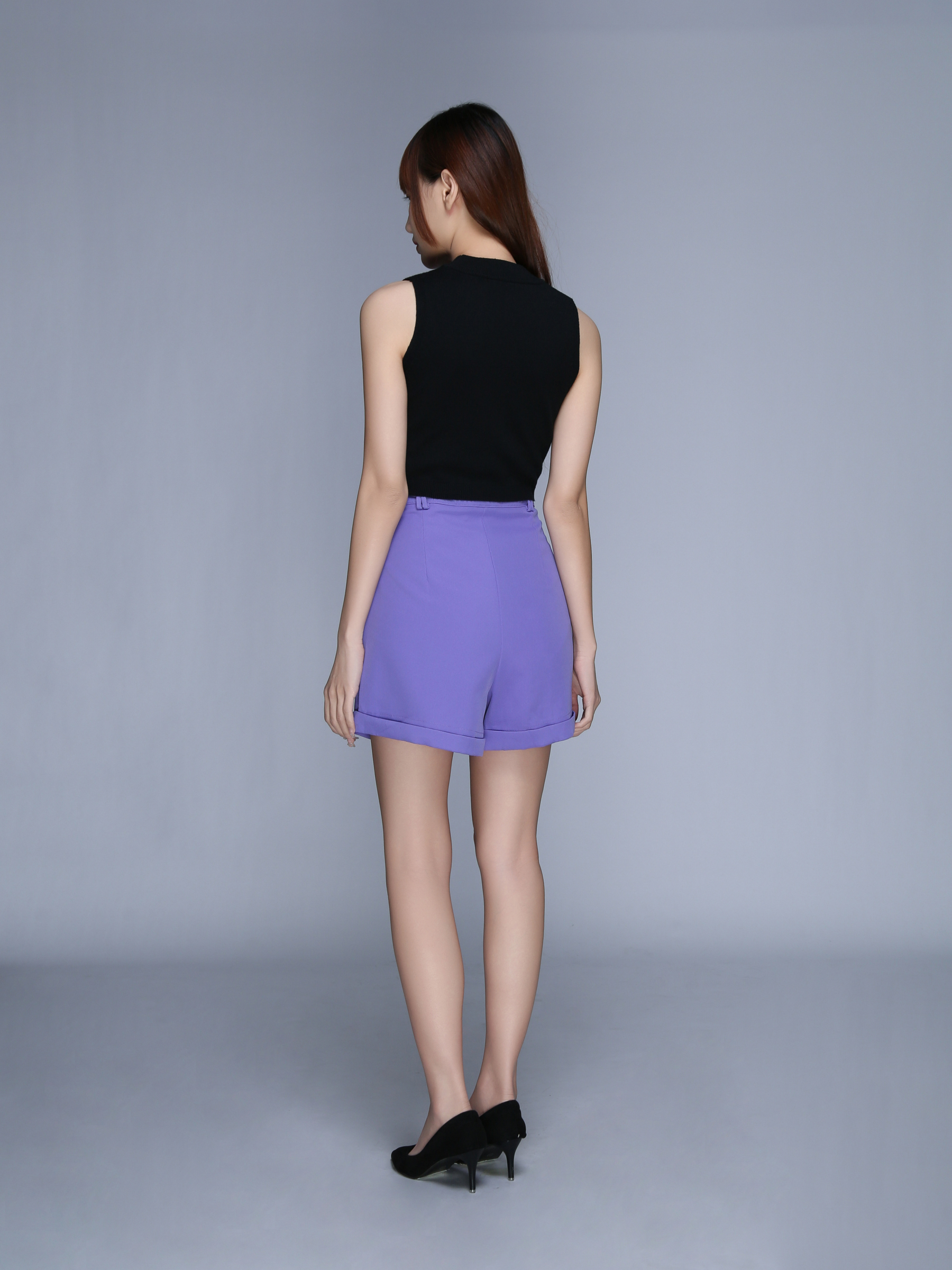 Front Flower Button And Pocket Short Pant 22736