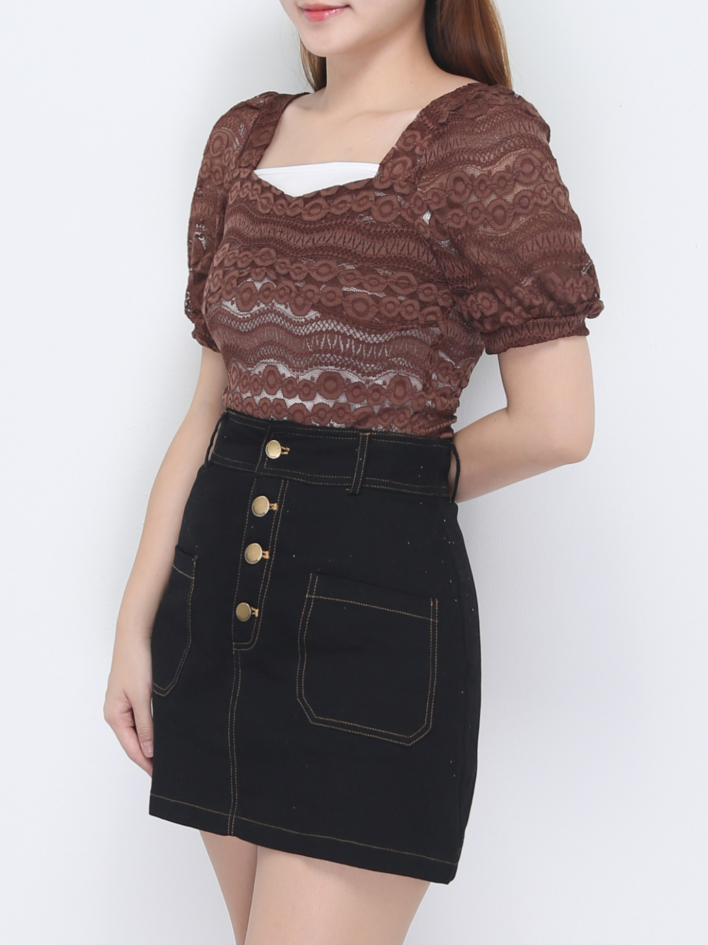 Front Pocket Four Button Skirt Pants 22748