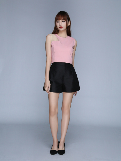 Sleeveless Back Zip U Neck Top 22768