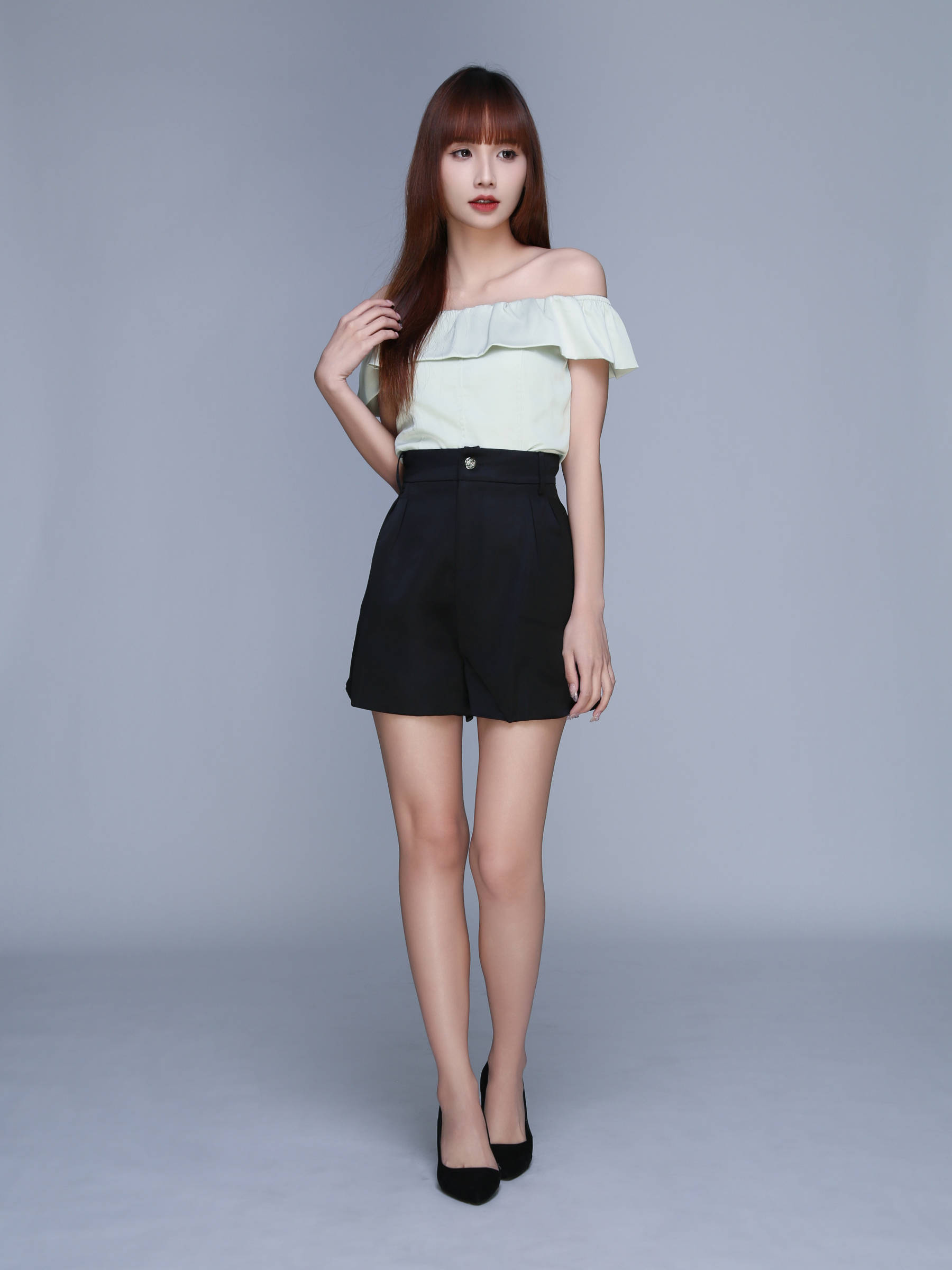 Blouse Off Shoulder Plain Top 22781