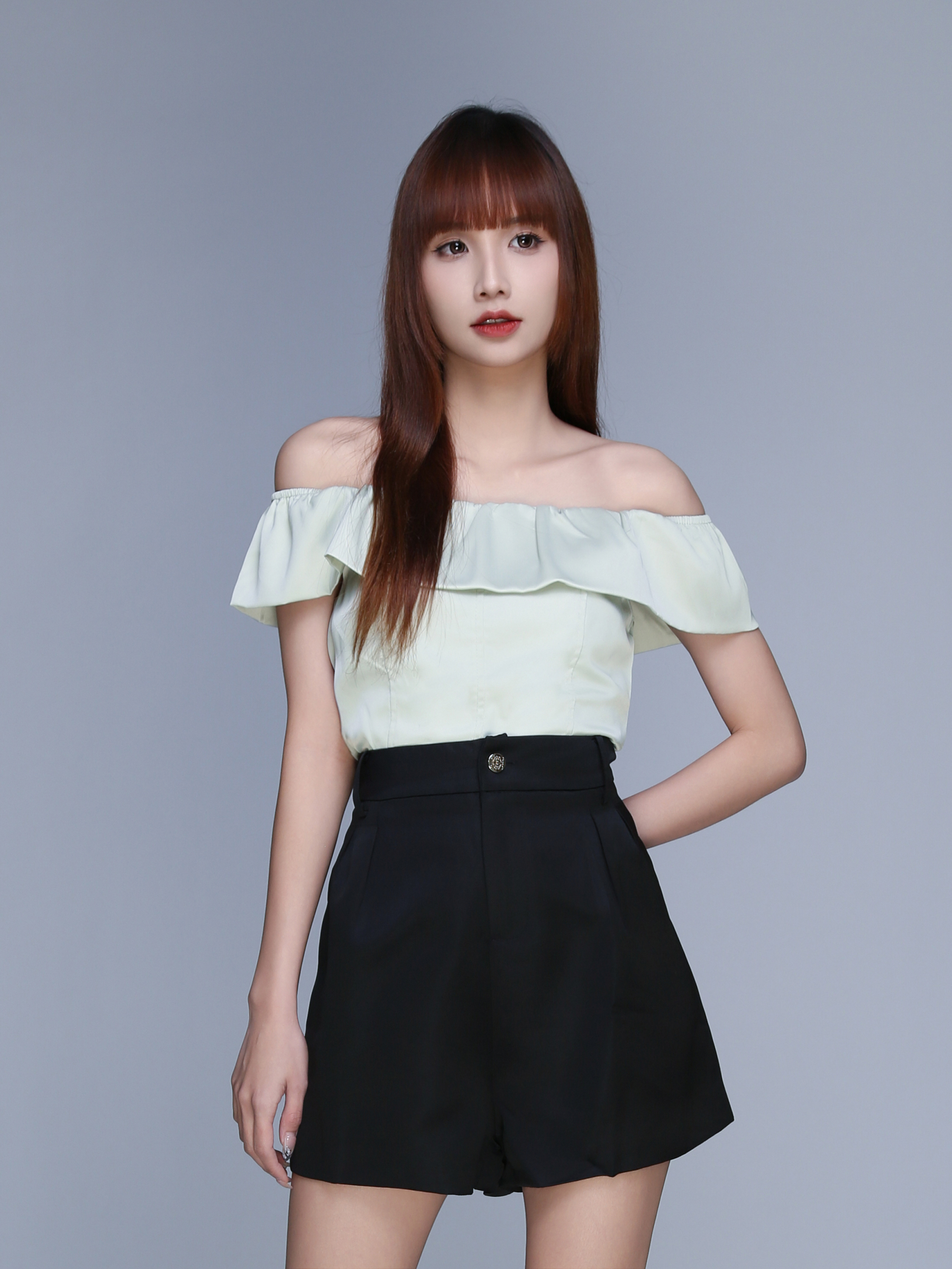 Blouse Off Shoulder Plain Top 22781