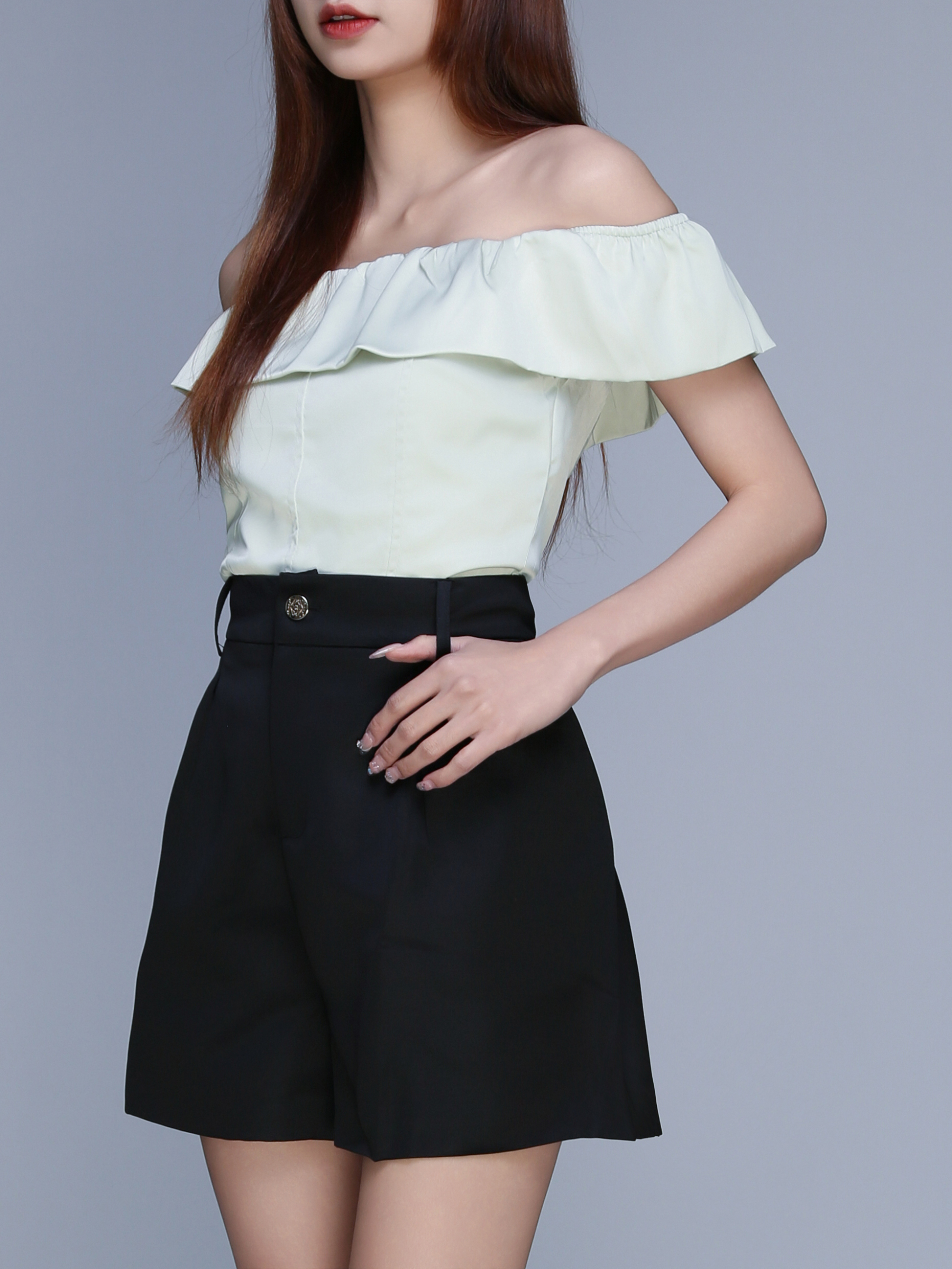 Blouse Off Shoulder Plain Top 22781