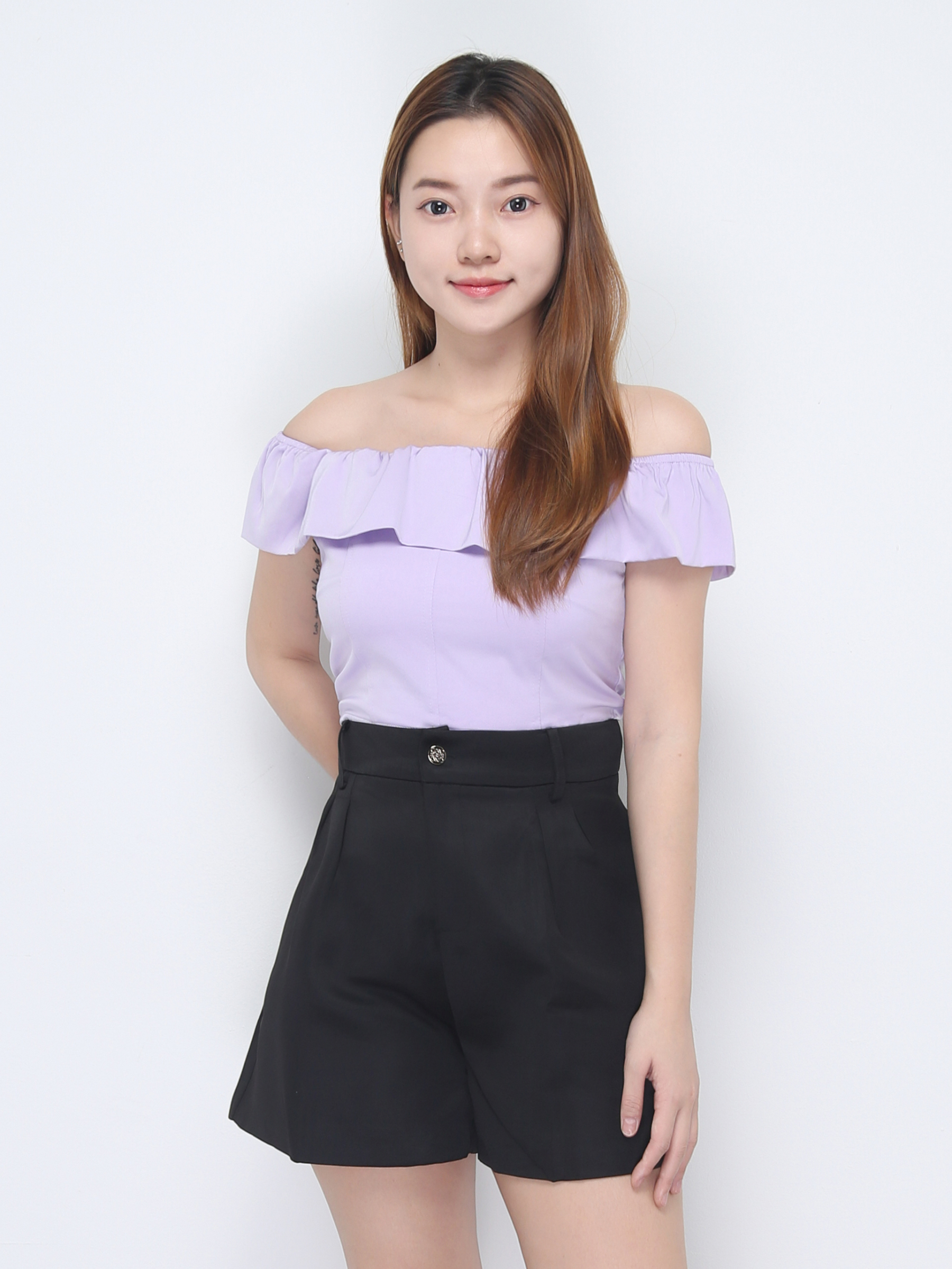 Blouse Off Shoulder Plain Top 22781