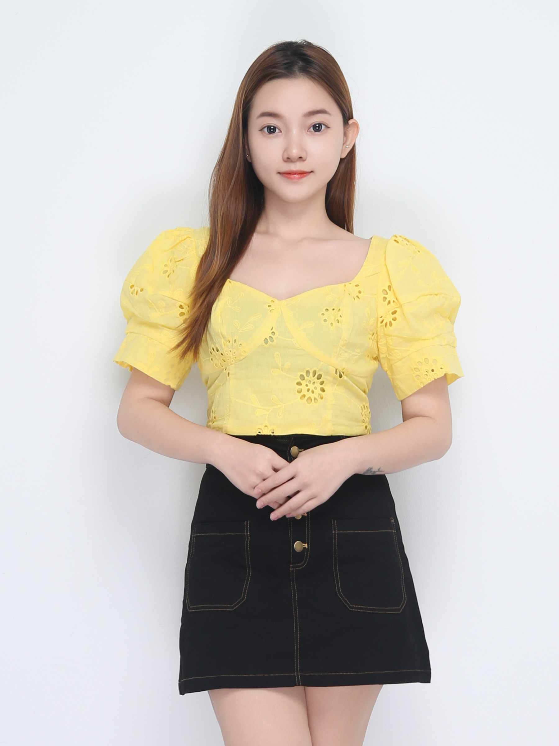 Puff Short Sleeve Square Neck Top 22802