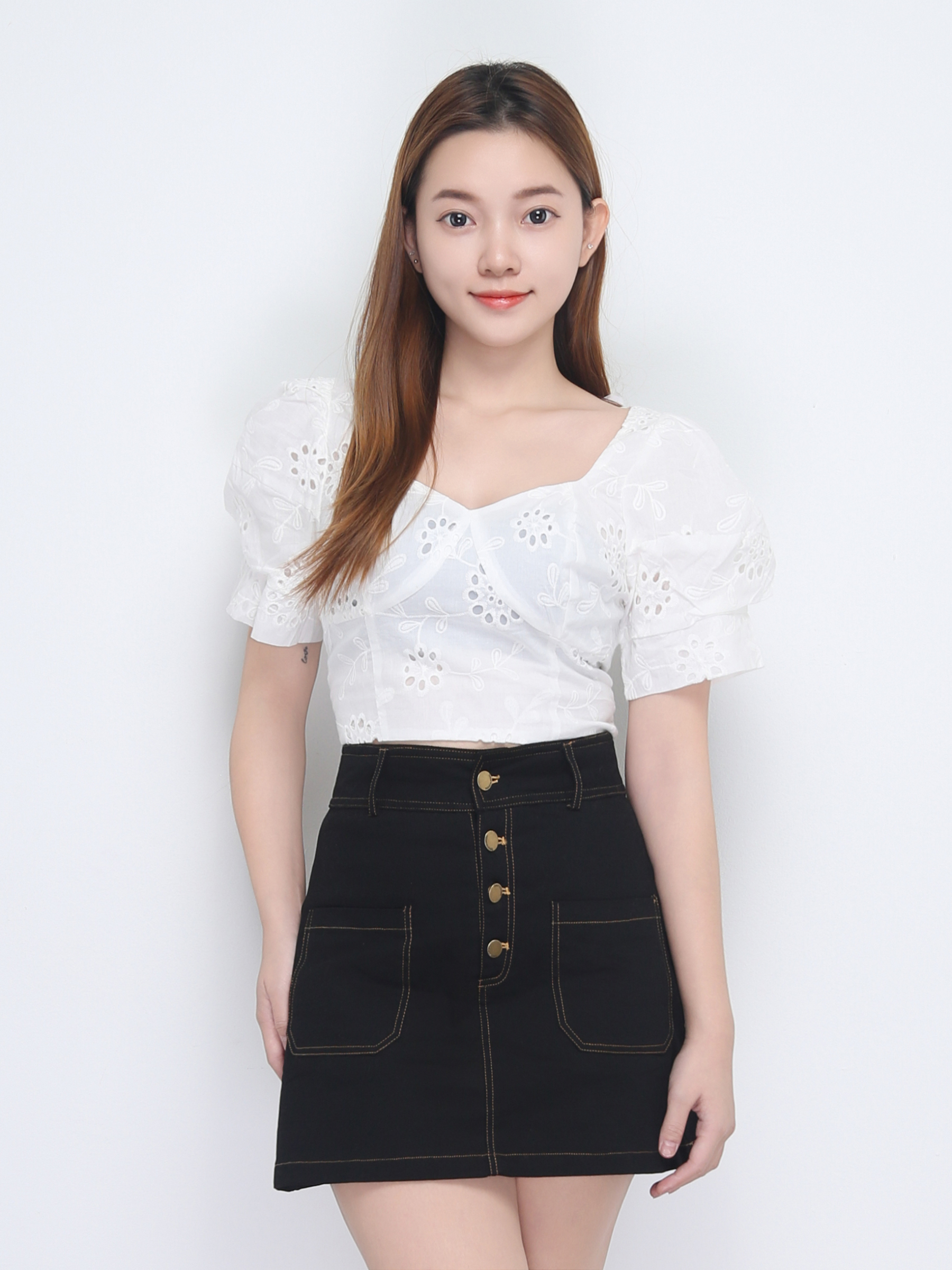 Puff Short Sleeve Square Neck Top 22802