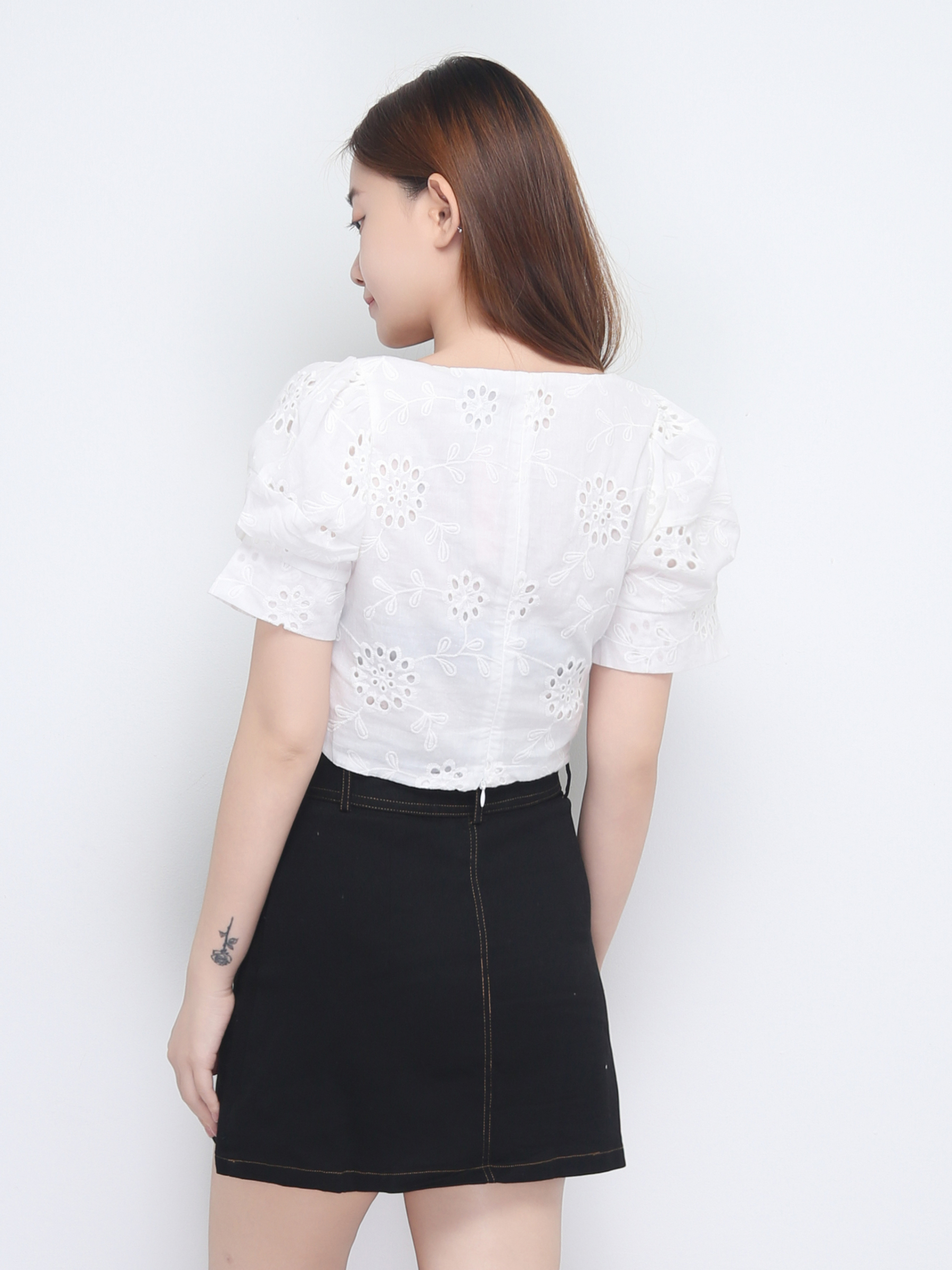 Puff Short Sleeve Square Neck Top 22802