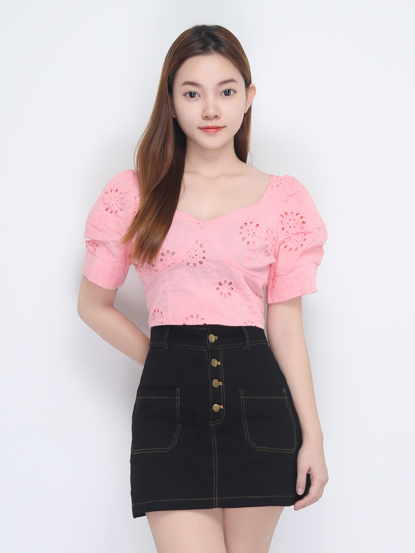 Puff Short Sleeve Square Neck Top 22802