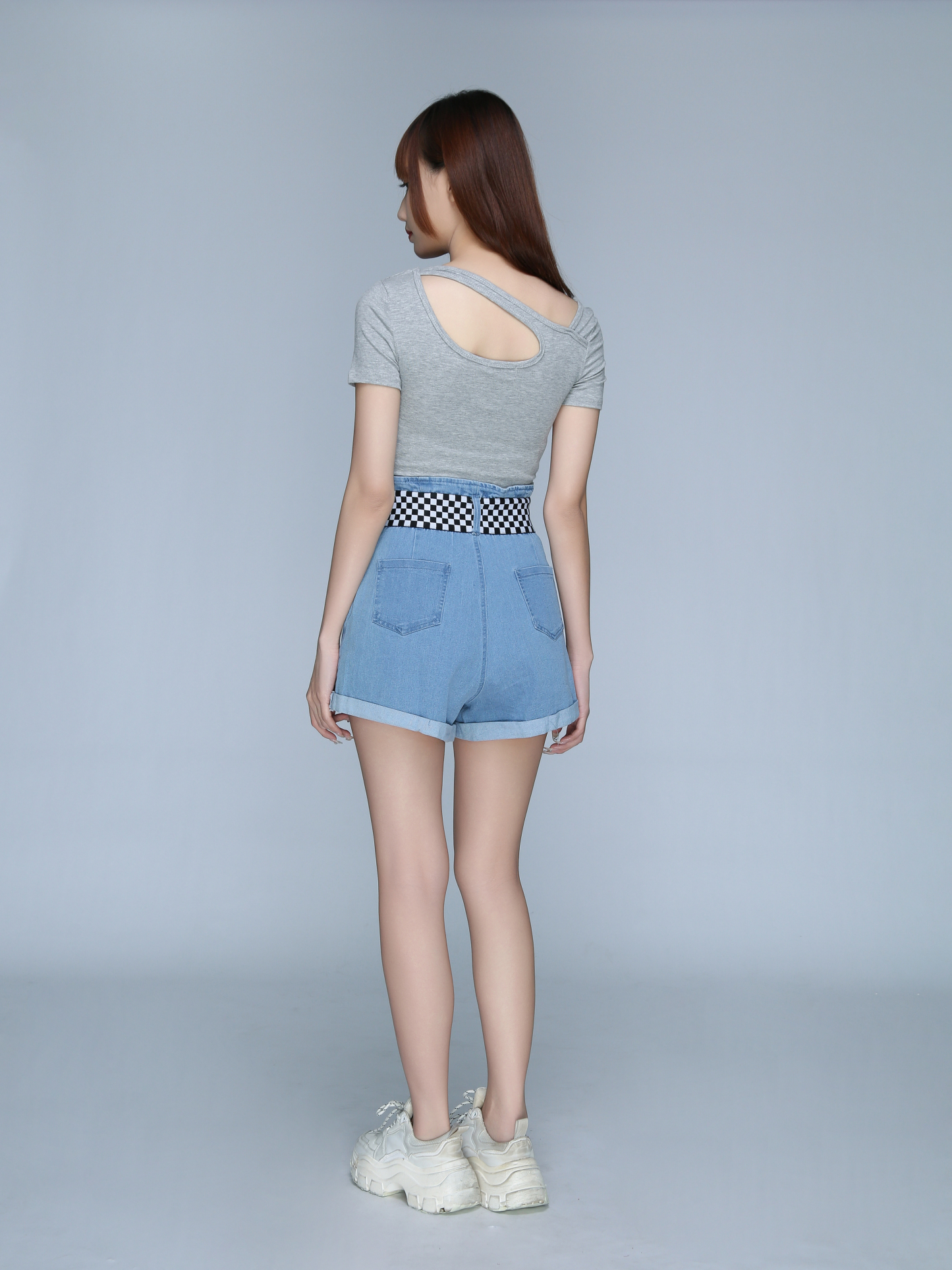 Denim Two Button Short Pants 22815