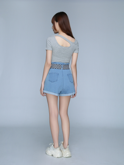 Denim Two Button Short Pants 22815
