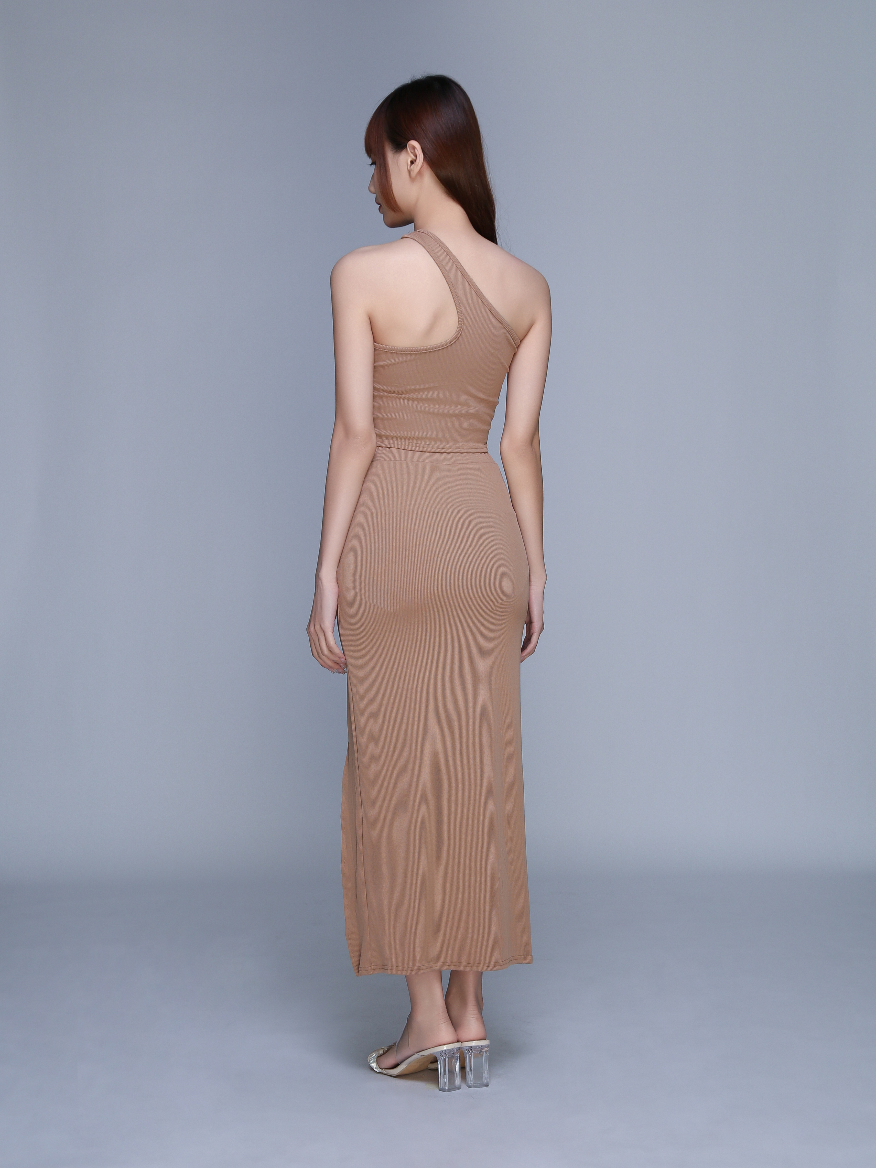 One Shoulder Top With Slit Dress Set 22822