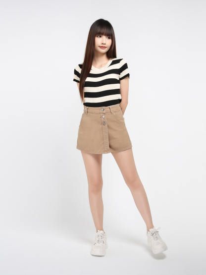 Front Three Button Pocket Skirt Pants 22825