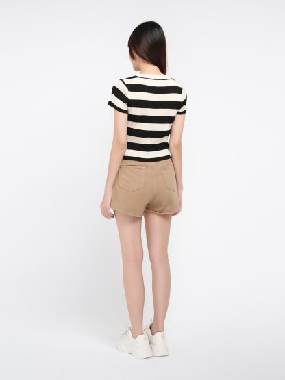 Front Three Button Pocket Skirt Pants 22825