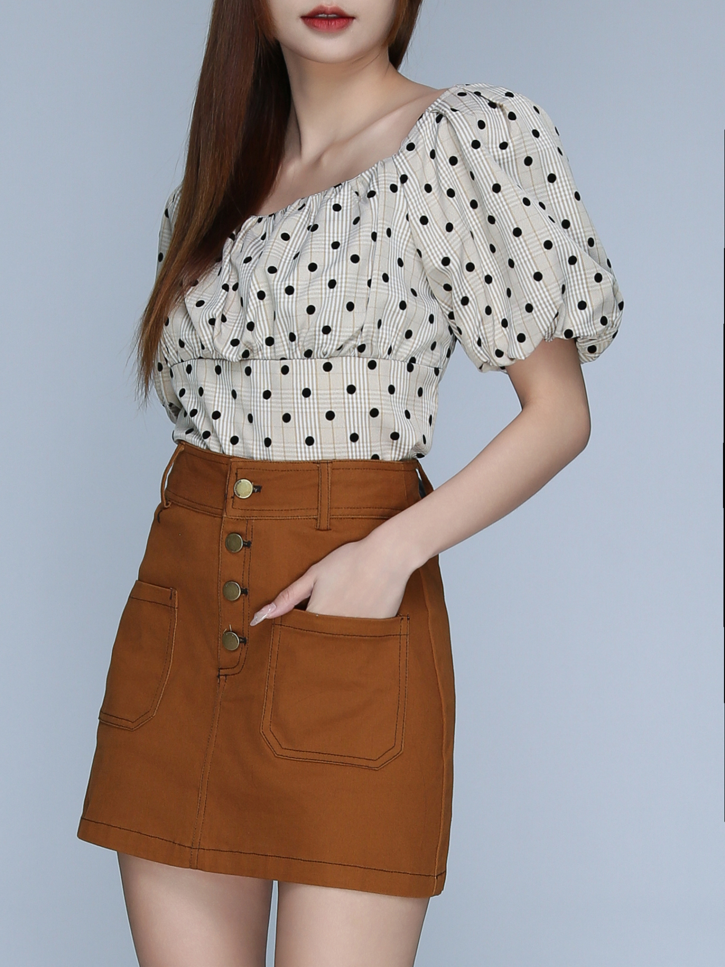 Front Pocket Four Button Skirt Pants 22748