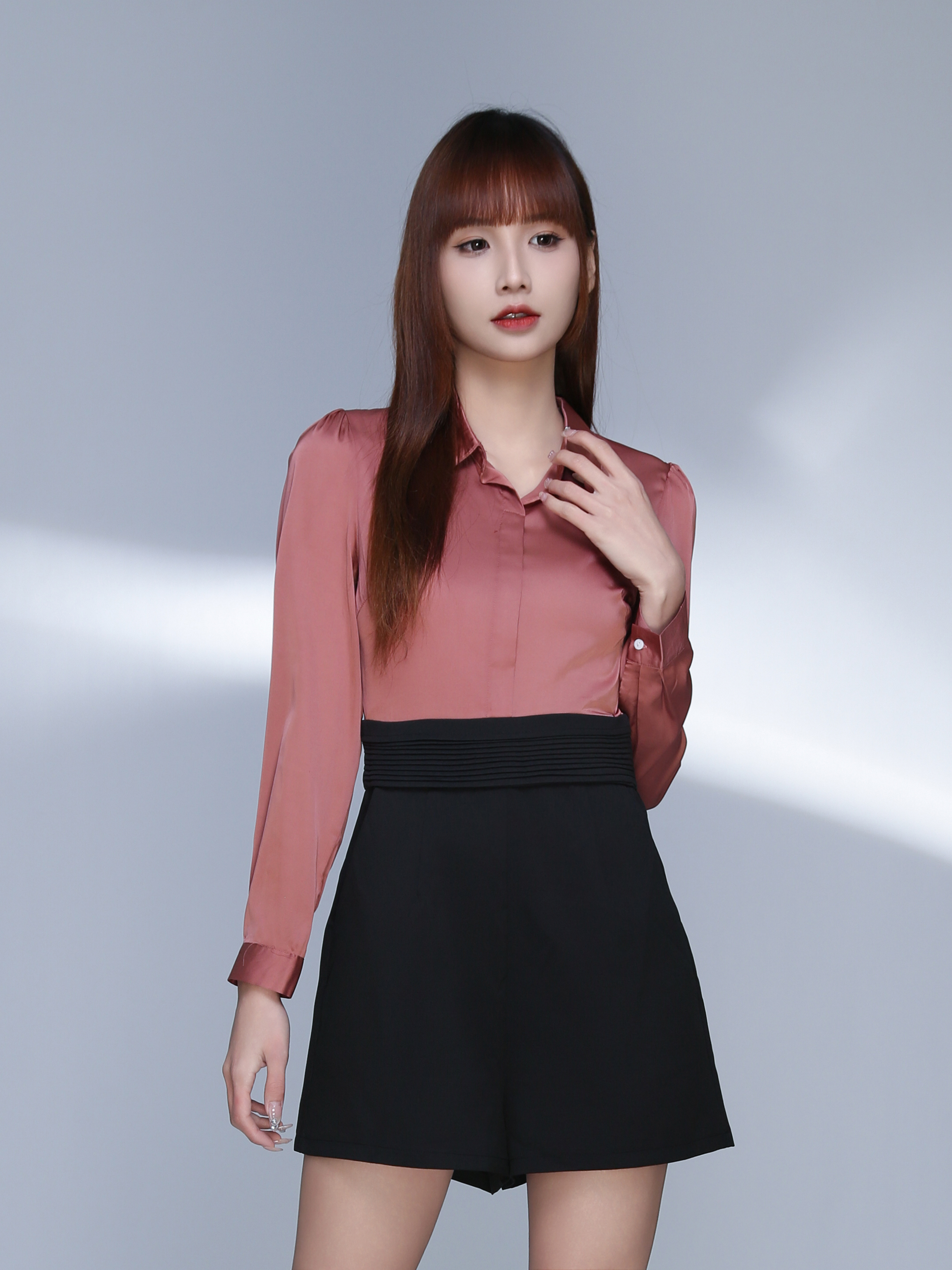 Back Zip Long Sleeve Cuff Jumpsuit 22839