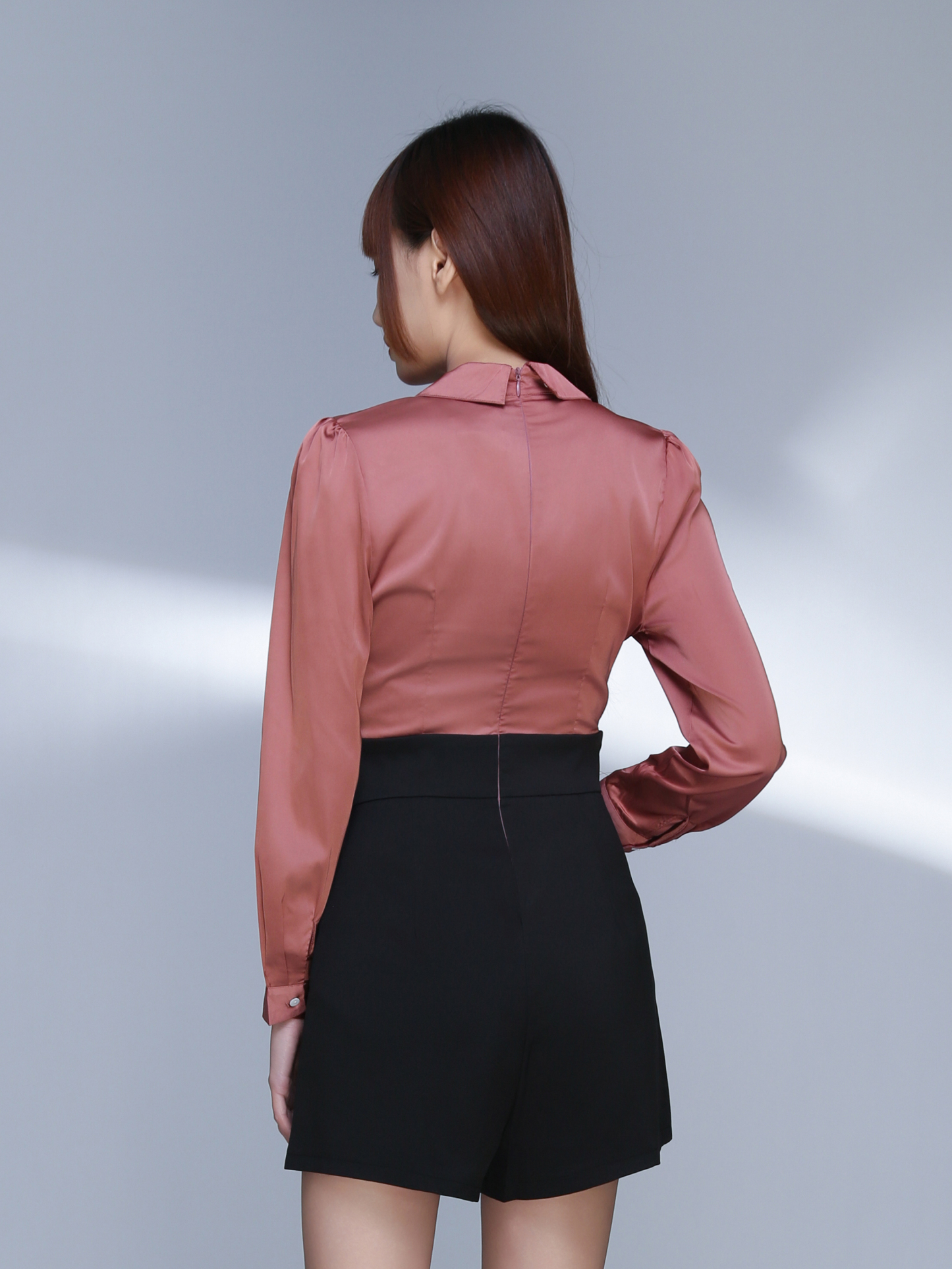 Back Zip Long Sleeve Cuff Jumpsuit 22839