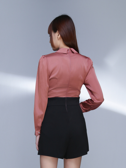 Back Zip Long Sleeve Cuff Jumpsuit 22839