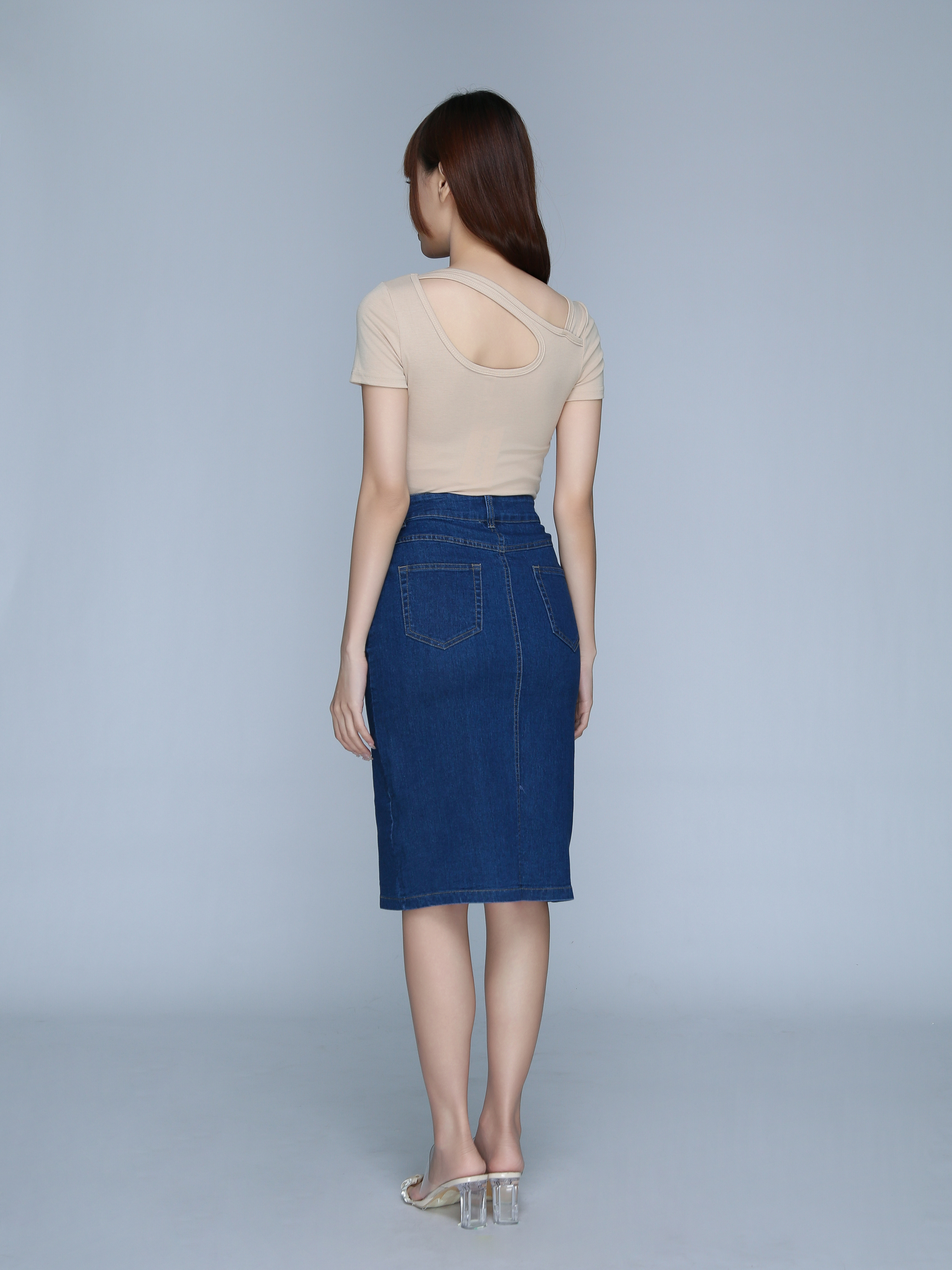 Slit Front Five Button Skirt 22843