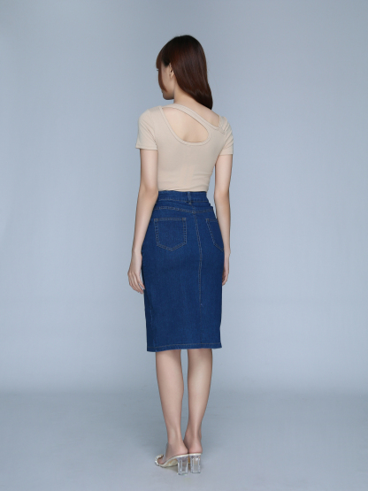 Slit Front Five Button Skirt 22843