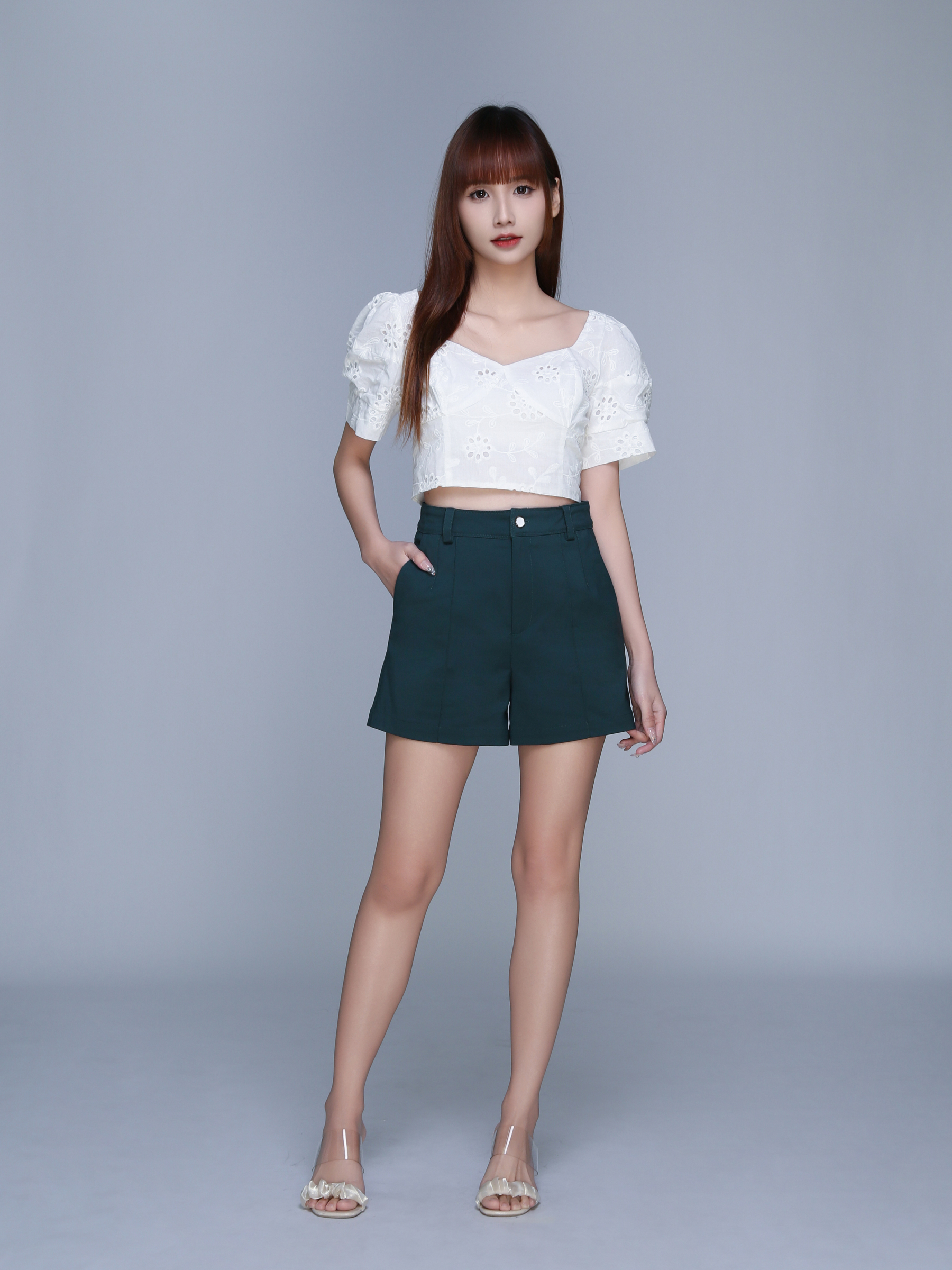 Front Zip Button Short Pants 22851