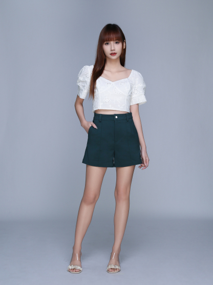 Front Zip Button Short Pants 22851