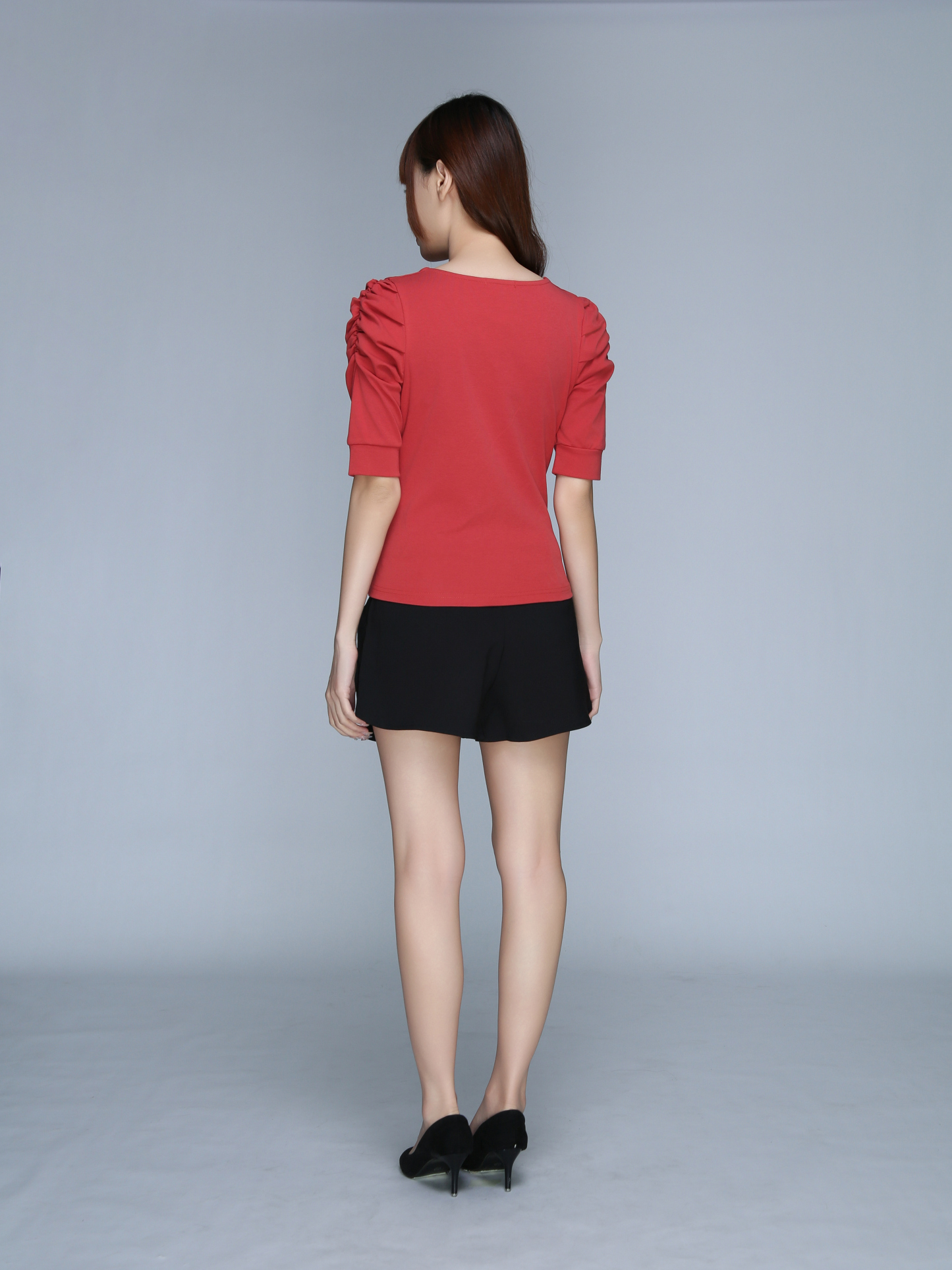 V Neck Ribbed Cuff Top 22852