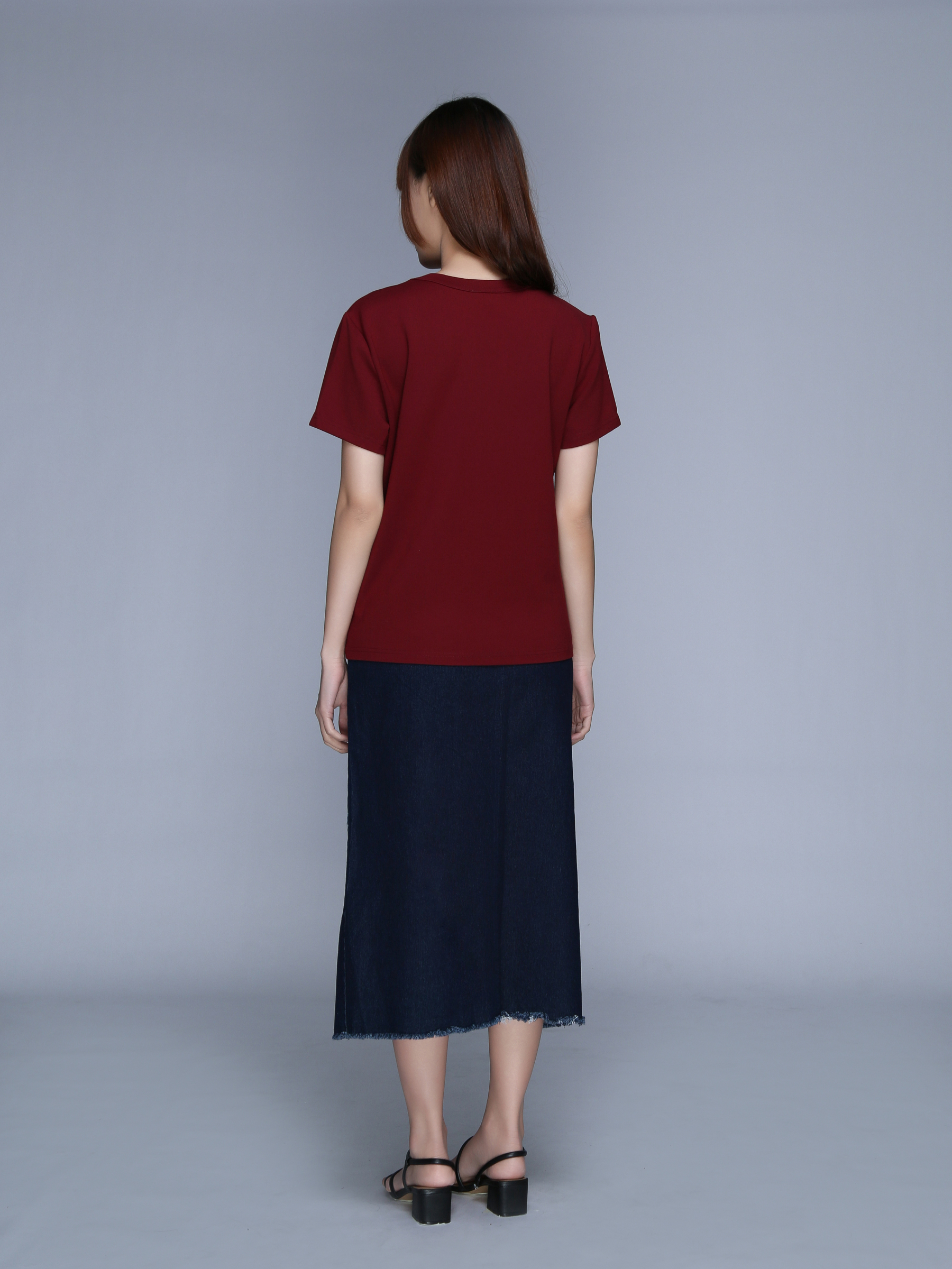 Short Sleeve Round Neck Plain Top 22854