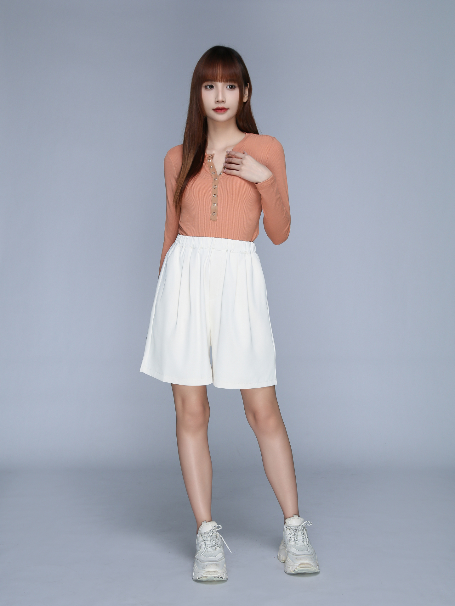 Long Sleeve Button Top 22858