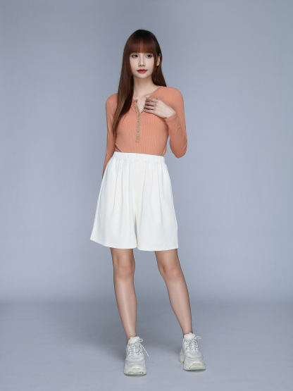 Long Sleeve Button Top 22858