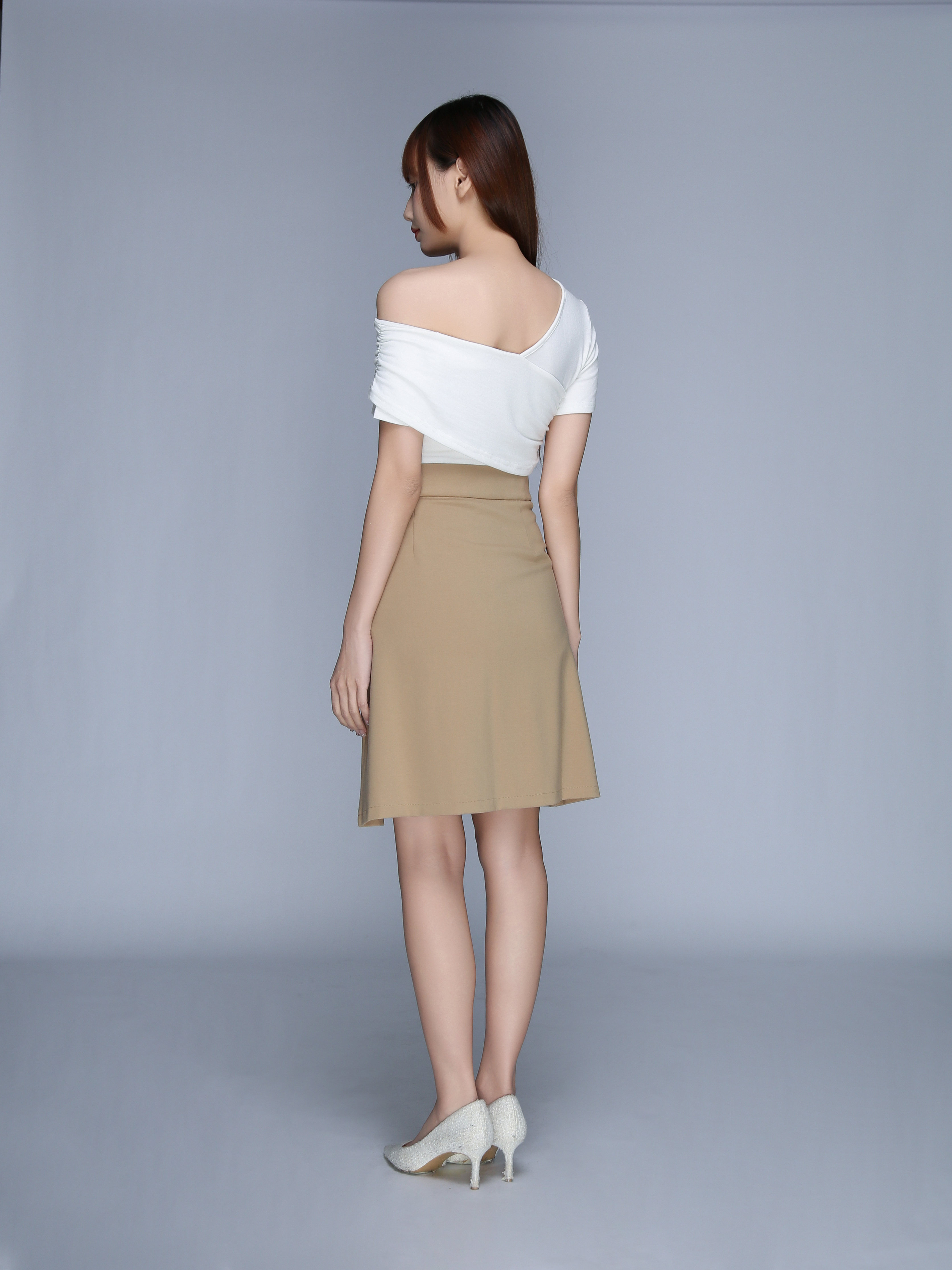 A Line Fake Button Skirt 22859