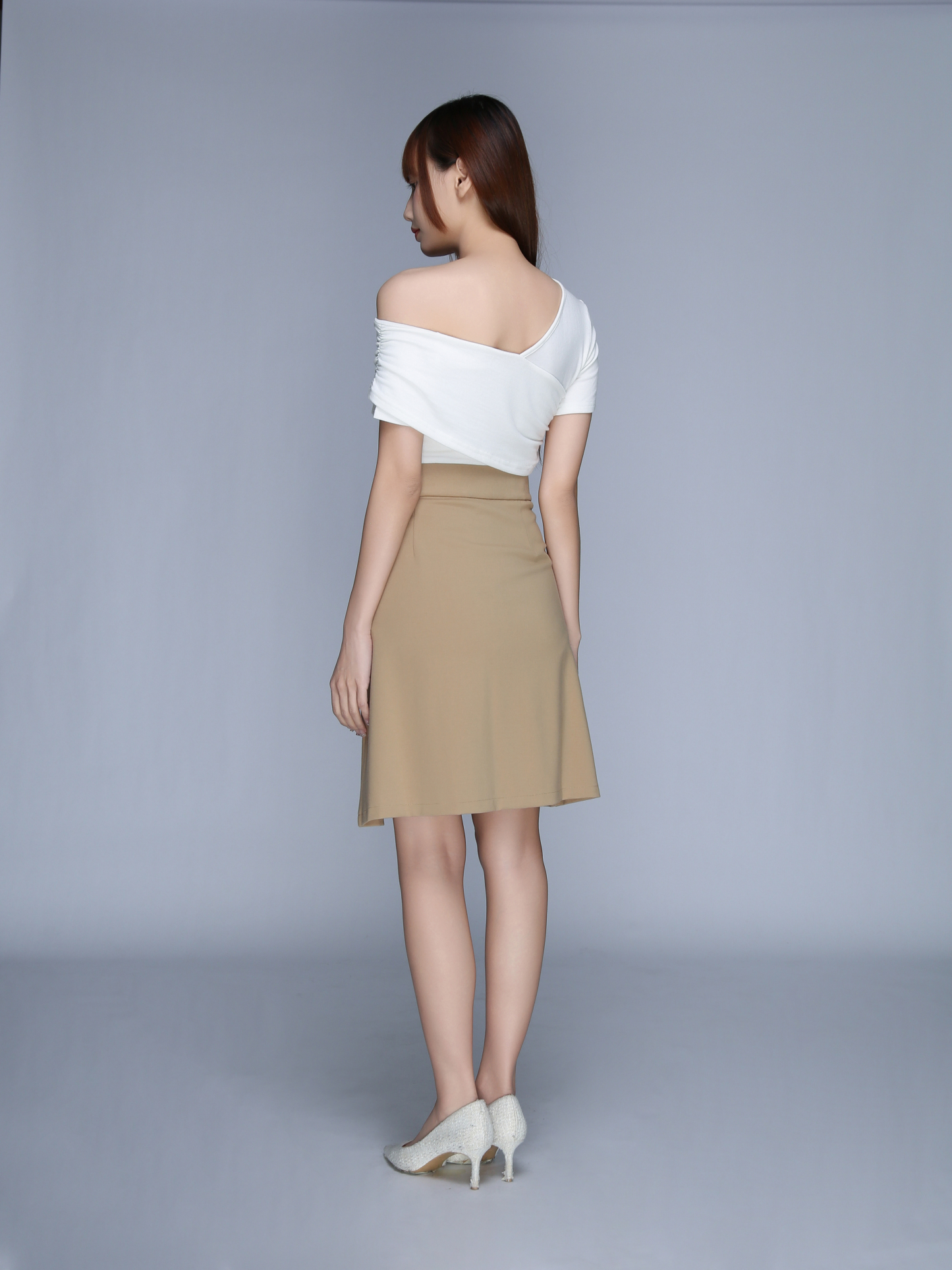 A Line Fake Button Skirt 22859
