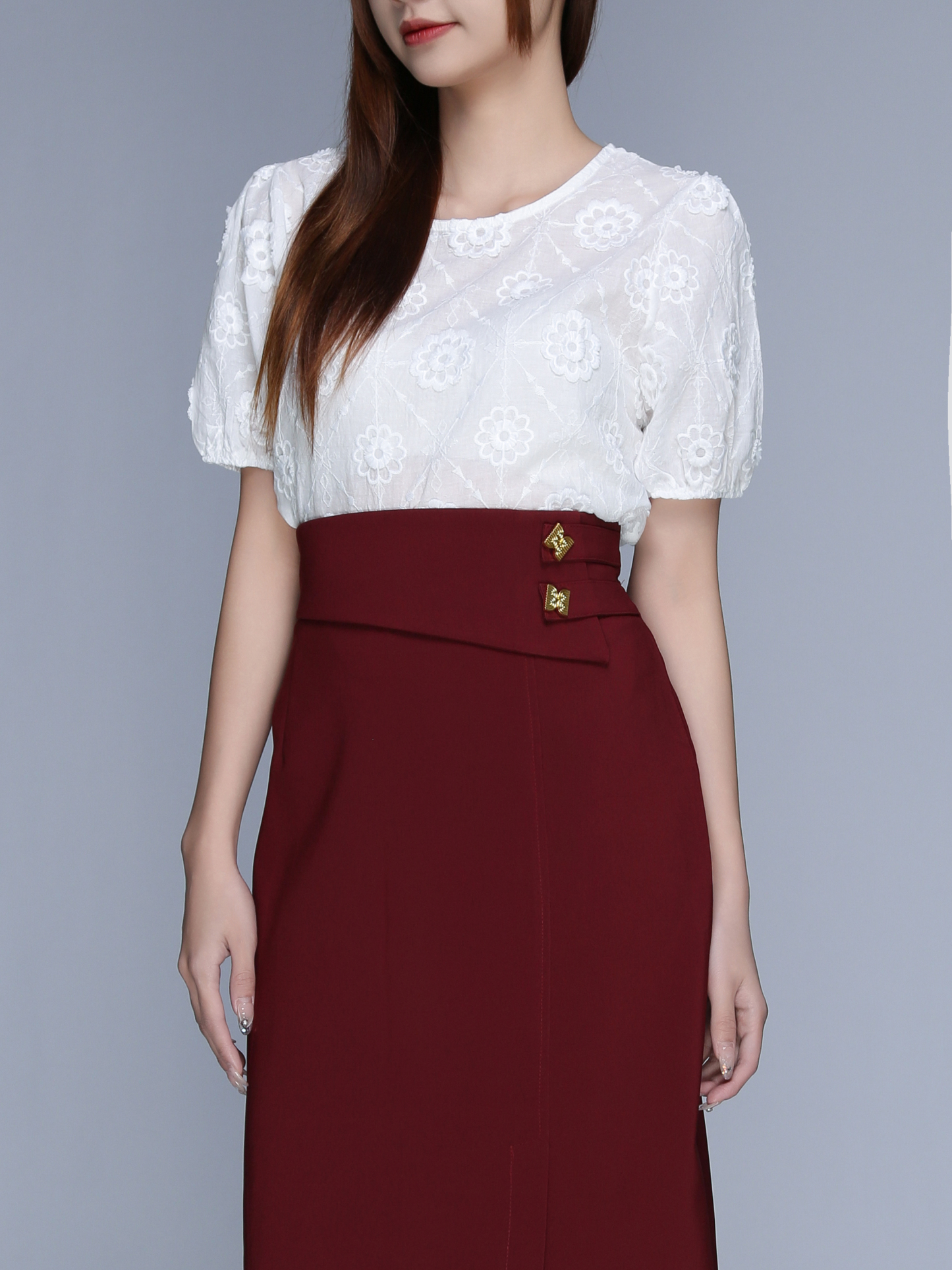 High Waist Decorative Belt With Split Skirt 23030