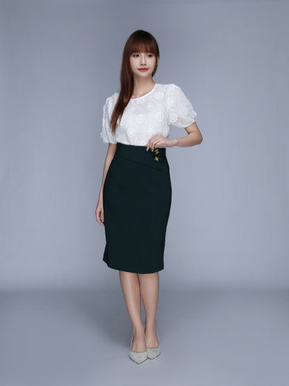 High Waist Decorative Belt With Split Skirt 23030