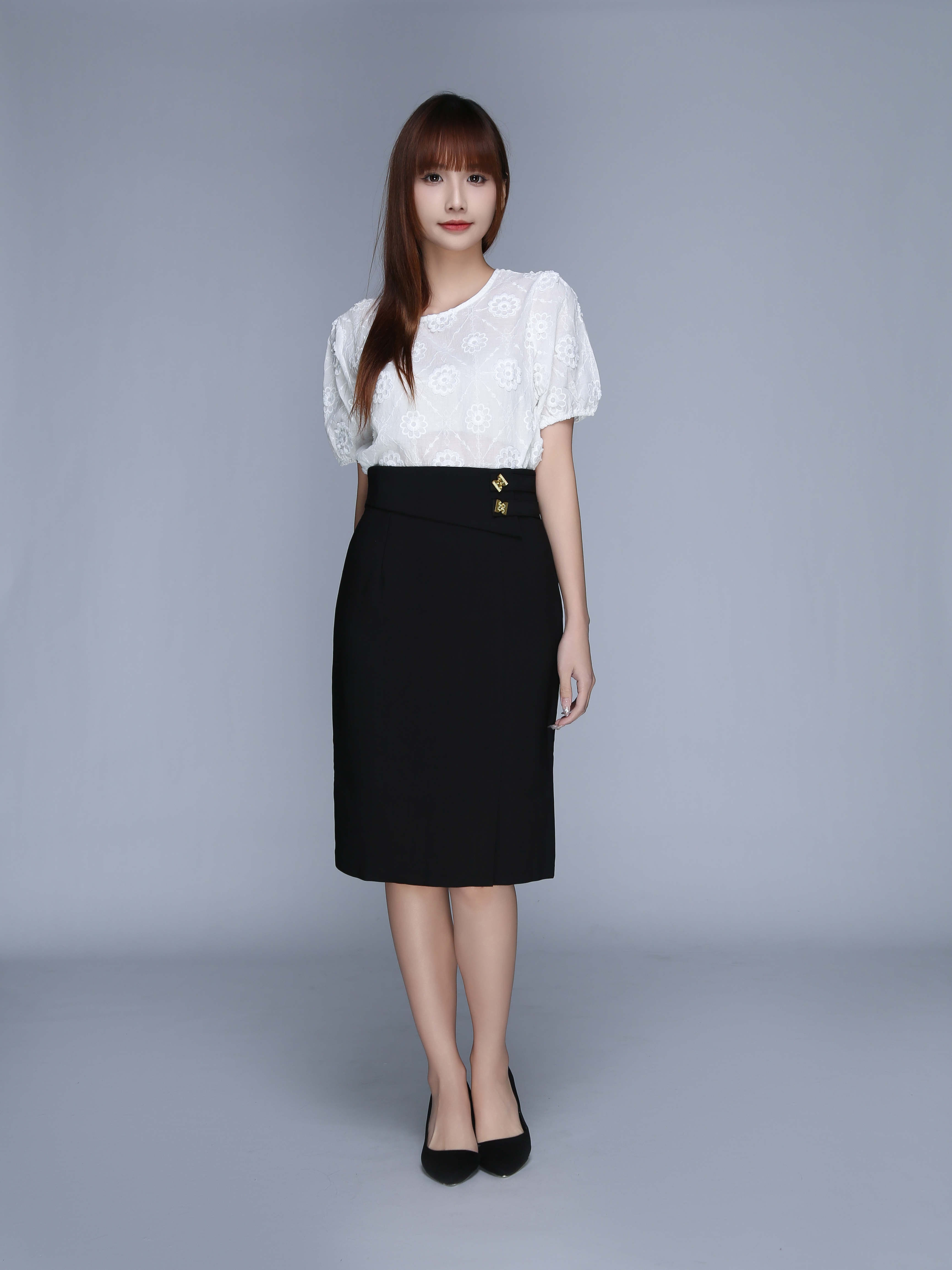 High Waist Decorative Belt With Split Skirt 23030