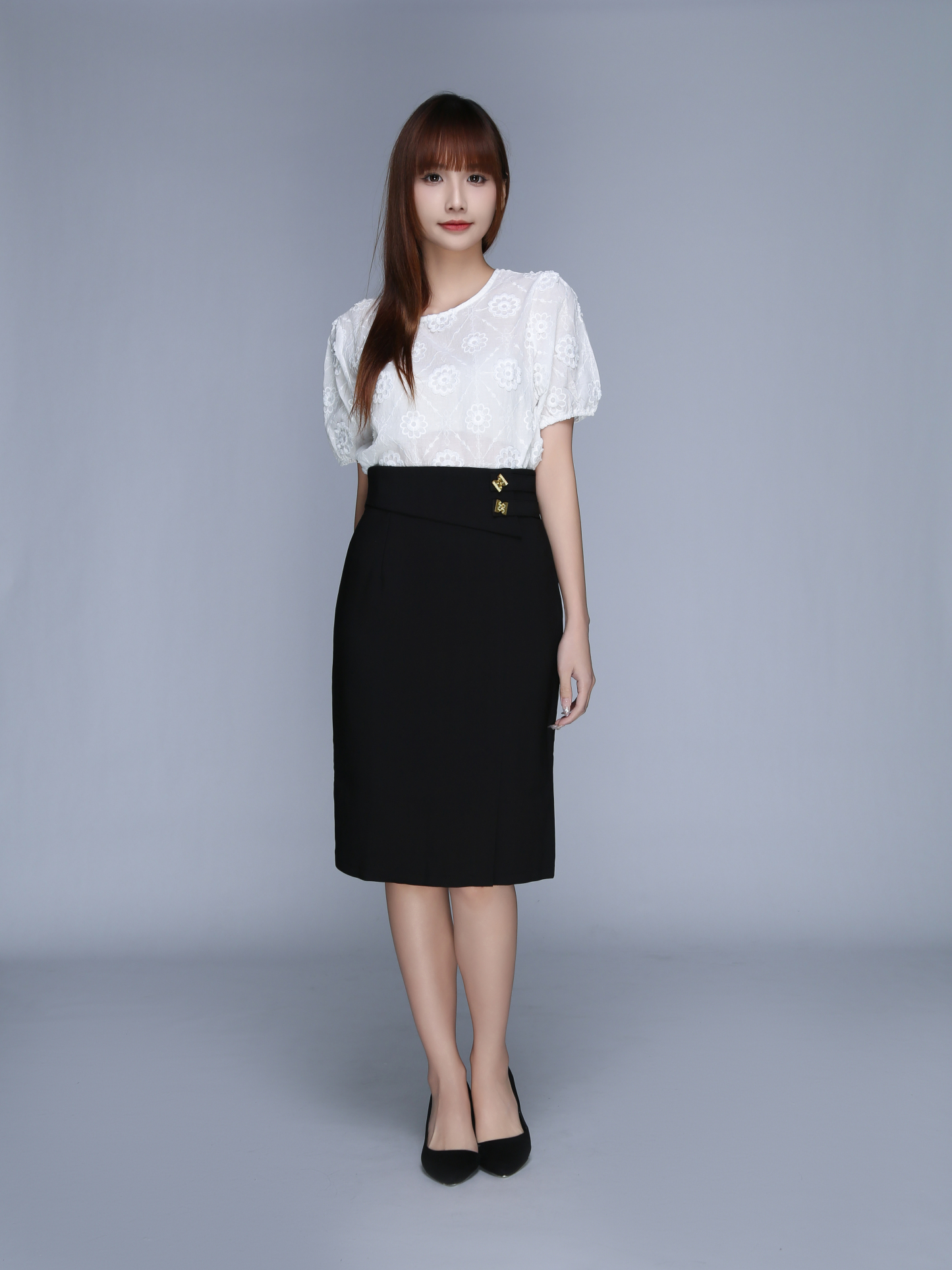 High Waist Decorative Belt With Split Skirt 23030