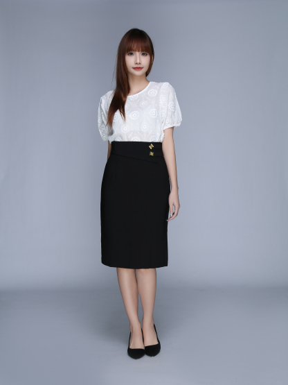 High Waist Decorative Belt With Split Skirt 23030