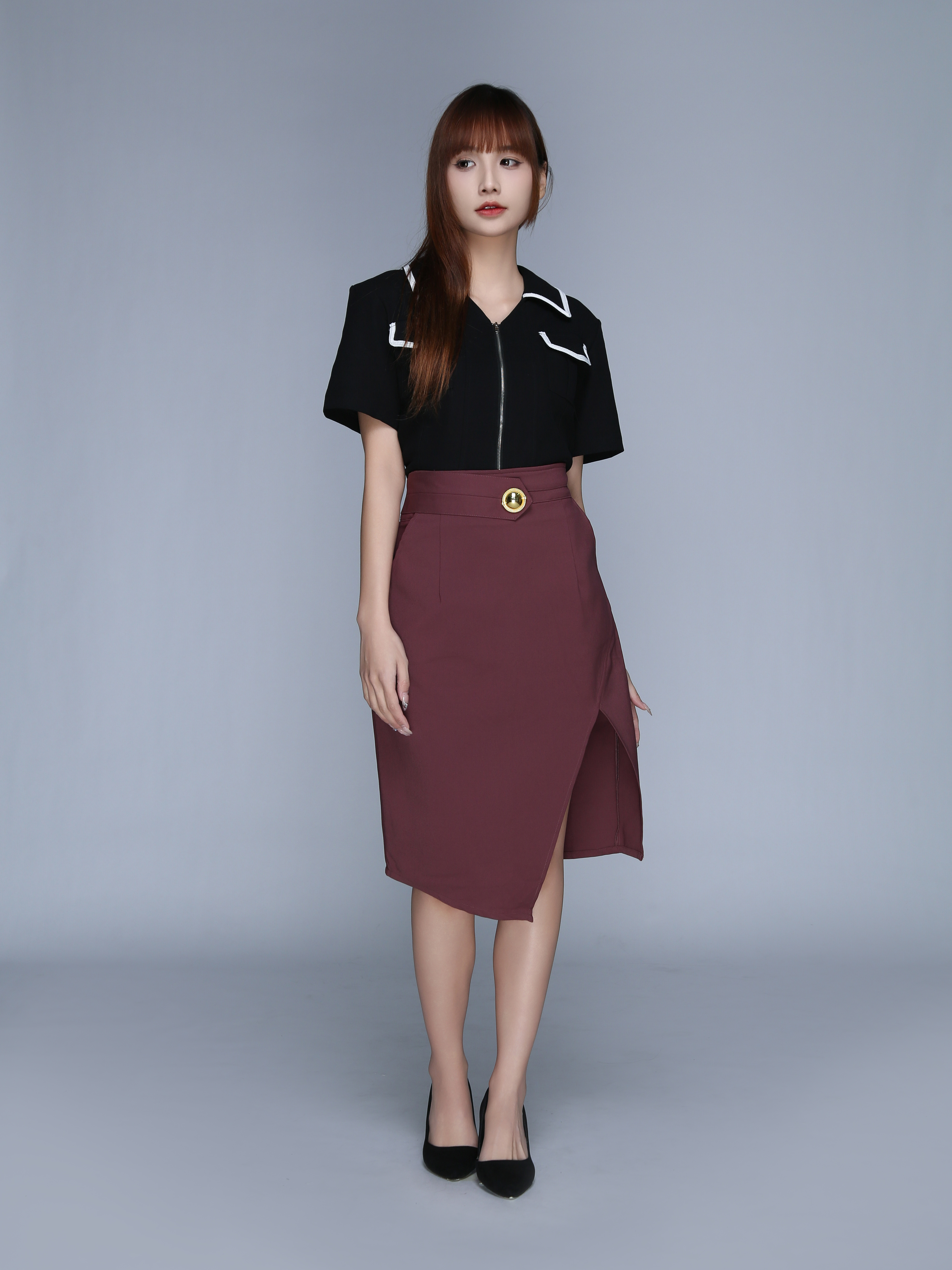 High Waist Split With Irregular Long Skirt 22540