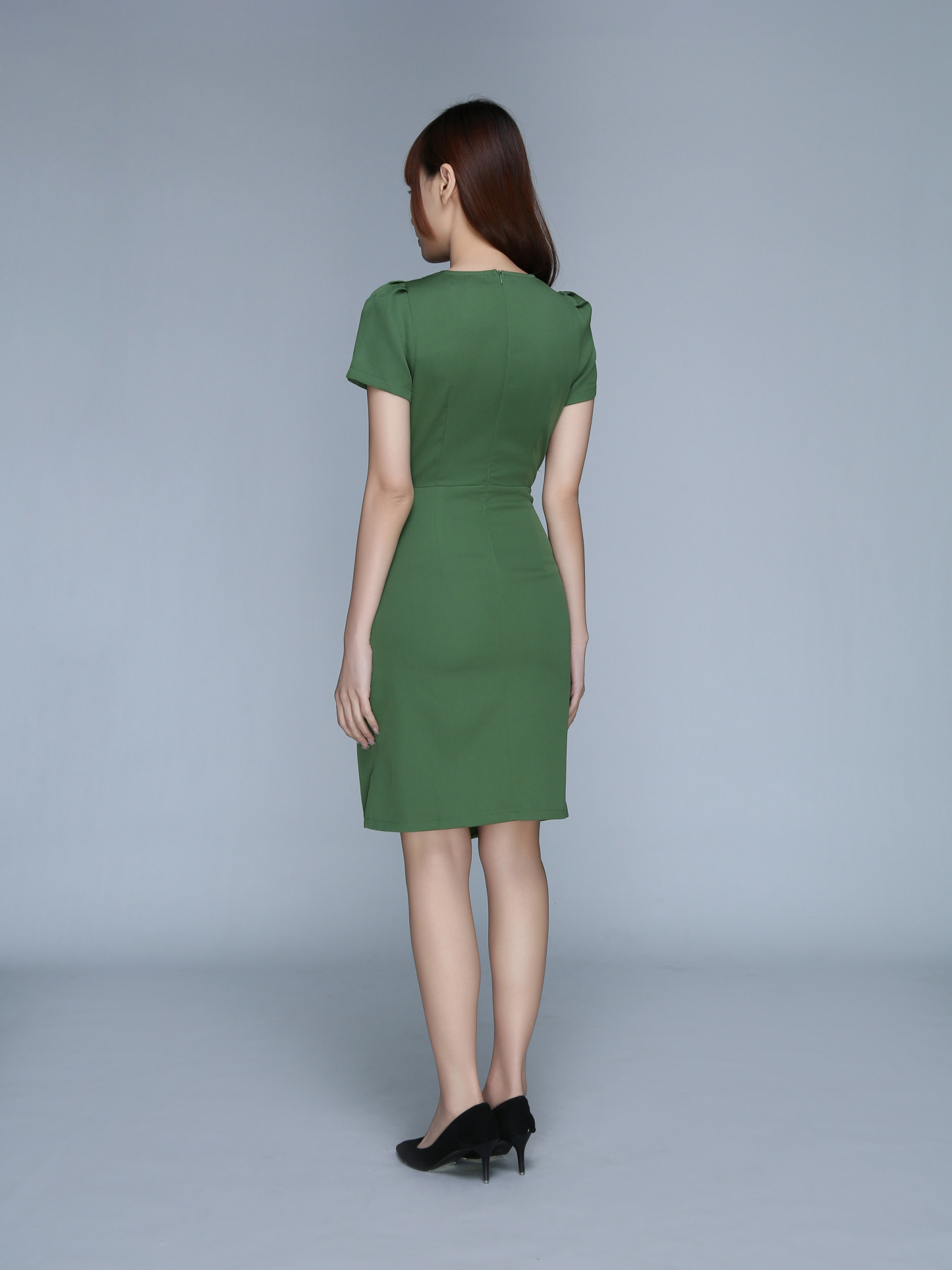 Square Neck Pleated Short Dress 22910