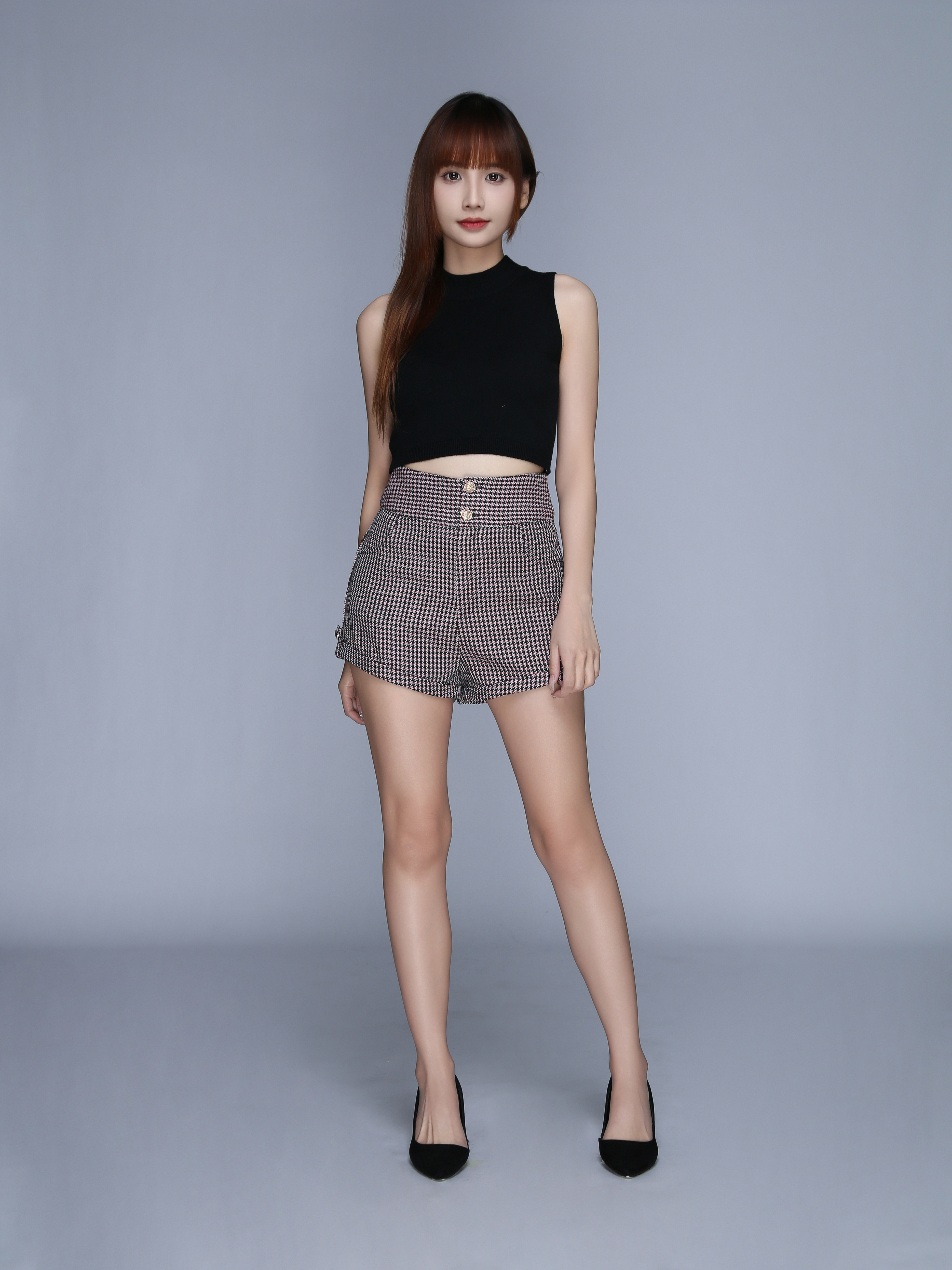 High Waist Houndstooth Short Pants 22911