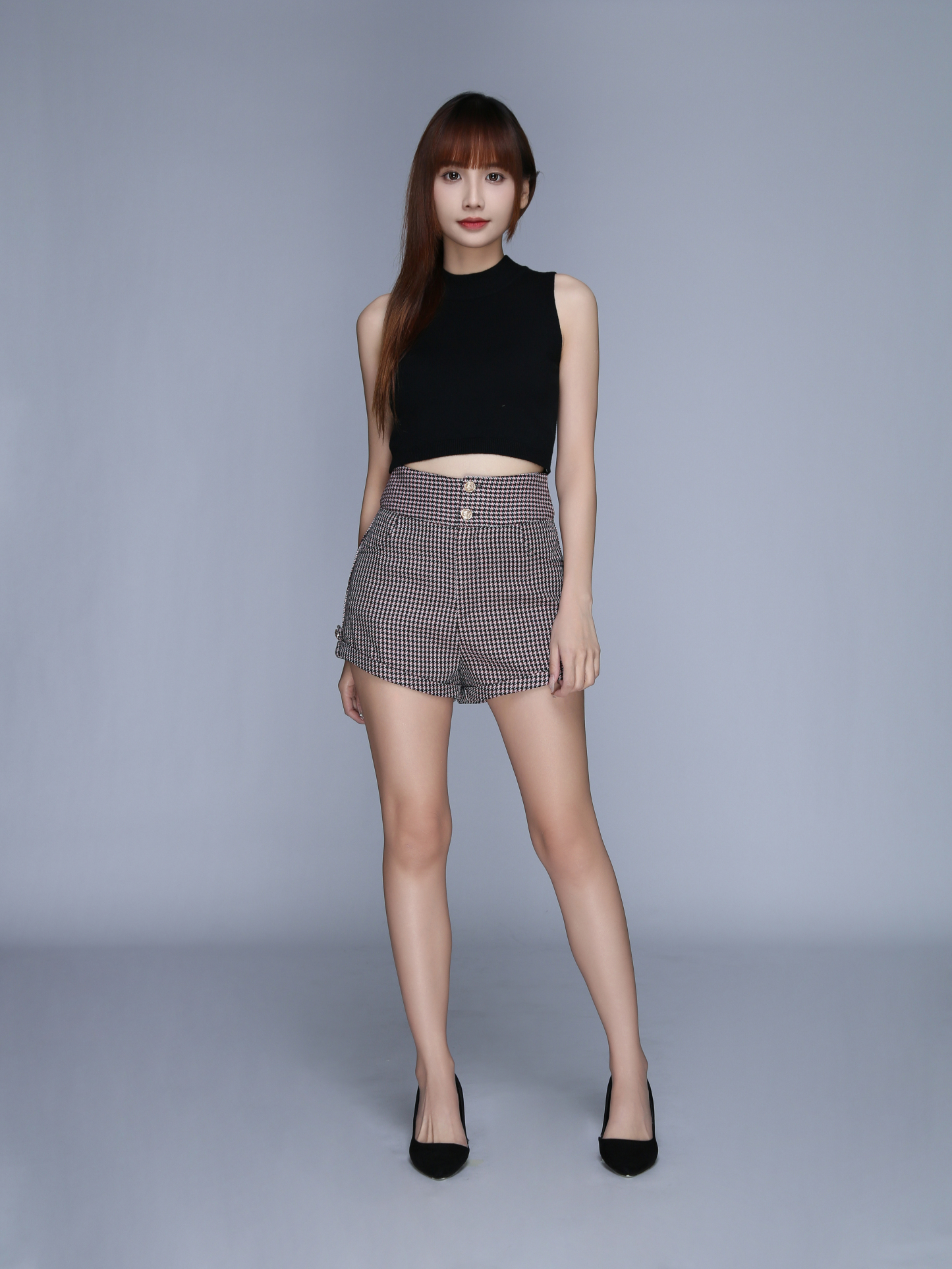 High Waist Houndstooth Short Pants 22911