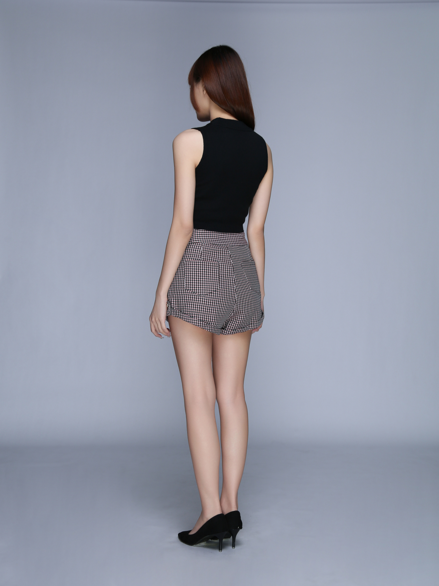 High Waist Houndstooth Short Pants 22911