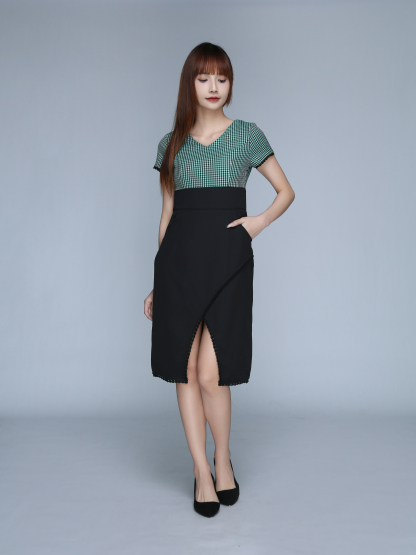 V Neck Short Slit Dress 22912