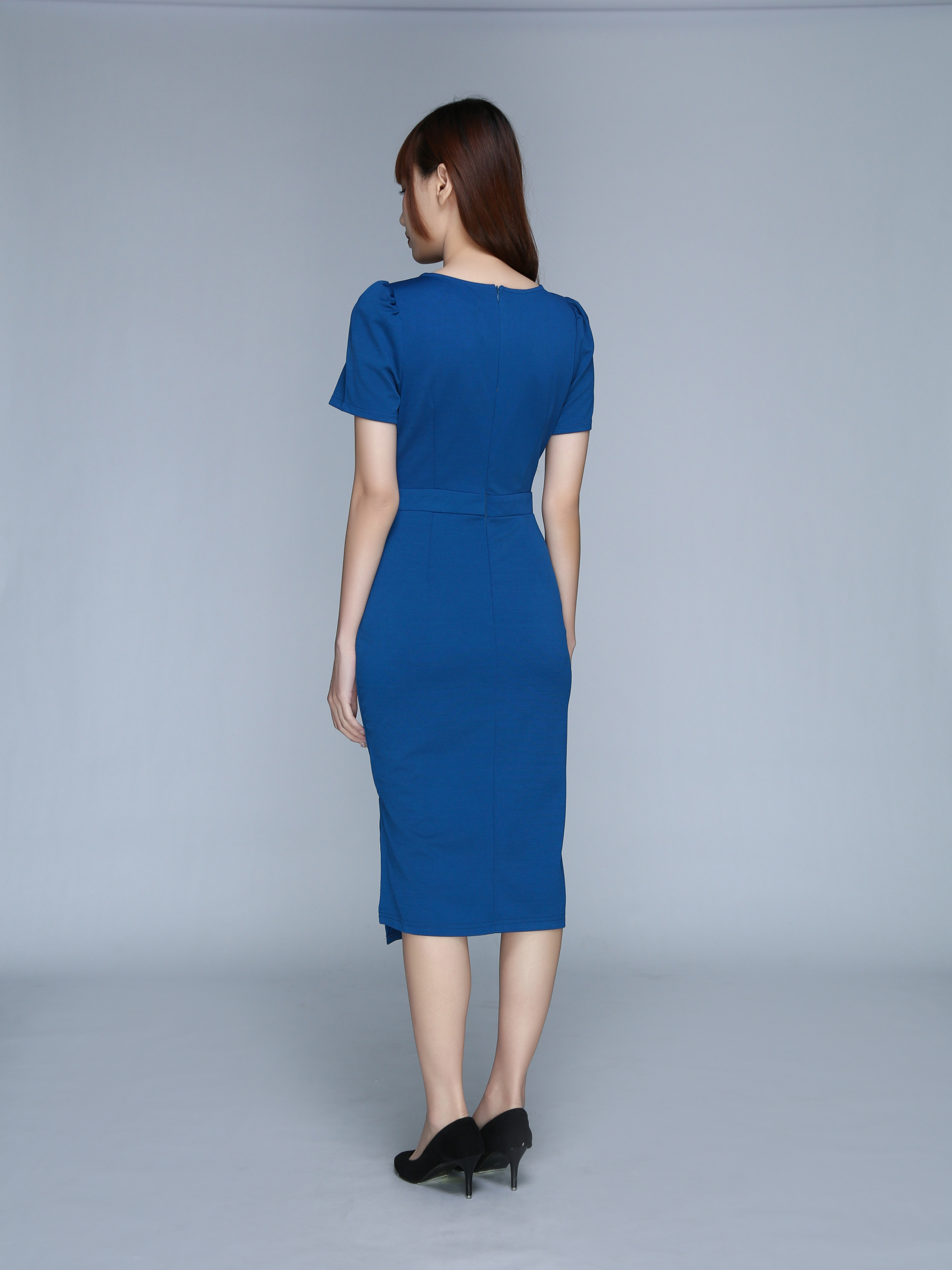 Sweetheart Neckline Pleated Wrap Dress 22913